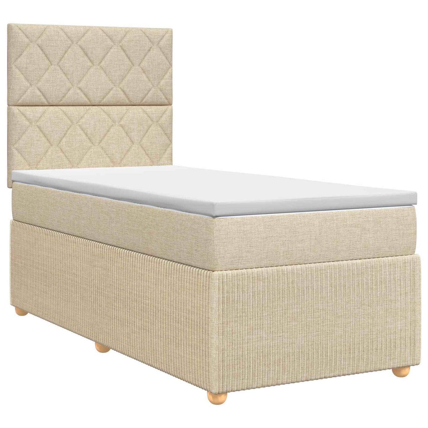 vidaXL Κρεβάτι box spring με στρώμα Κρεμ 90 x 200 cm Ύφασμα