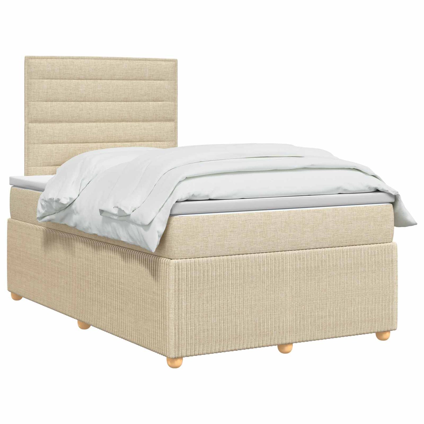 vidaXL Κρεβάτι box spring με στρώμα Κρεμ 120 x 190 cm Ύφασμα