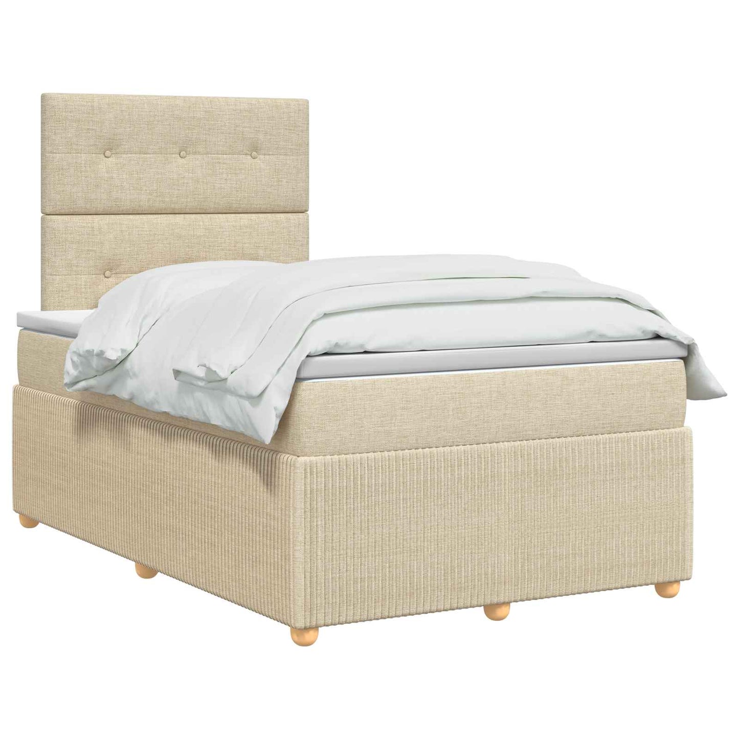 vidaXL Κρεβάτι box spring με στρώμα Κρεμ 120 x 190 cm Ύφασμα
