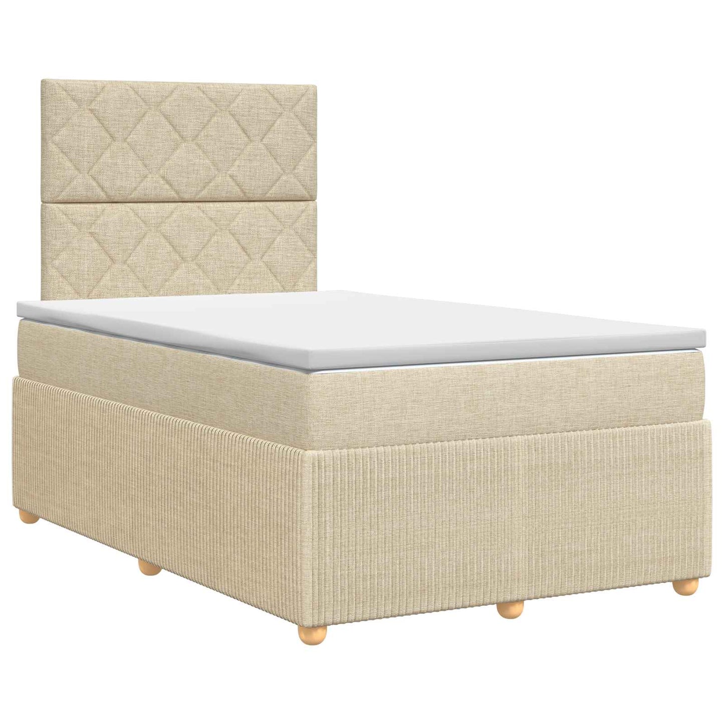 vidaXL Κρεβάτι box spring με στρώμα Κρεμ 120 x 190 cm Ύφασμα