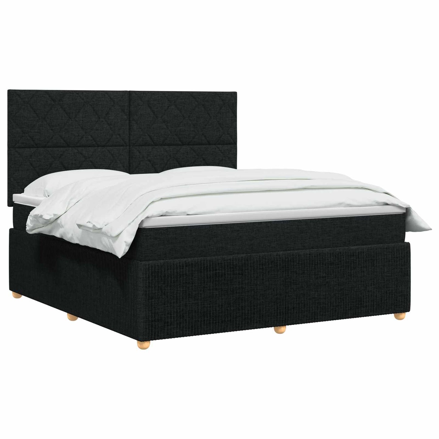 vidaXL Κρεβάτι box spring με στρώμα Μαύρο 160 x 200 cm Ύφασμα