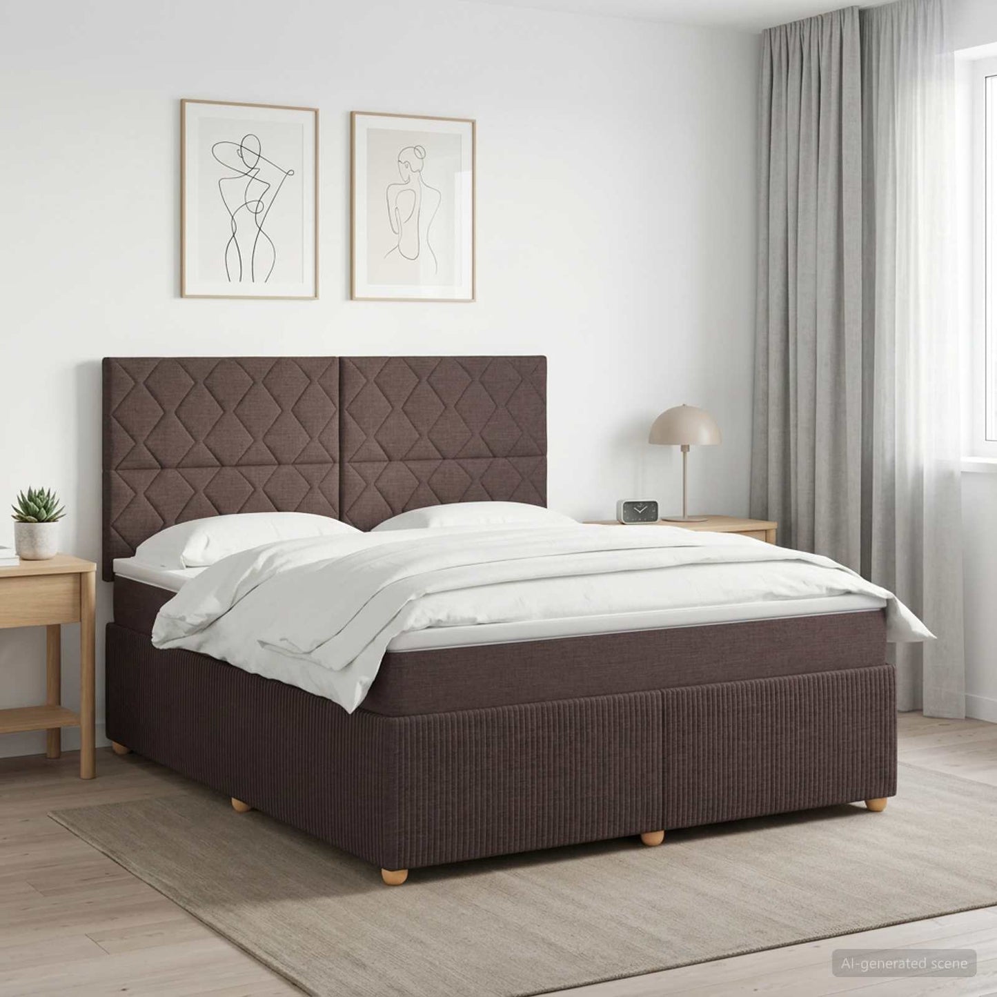 vidaXL Κρεβάτι box spring με στρώμα Σκούρο Καφέ 160 x 200 cm Ύφασμα