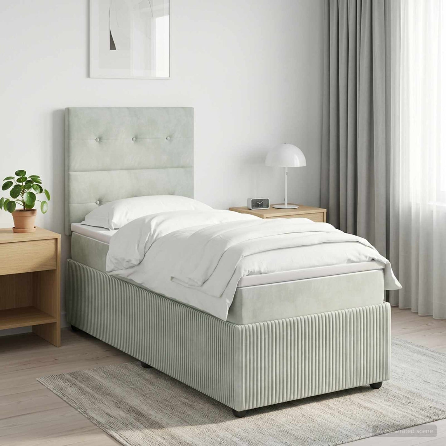 vidaXL Κρεβάτι box spring με στρώμα Ανοιχτό γκρι 90 x 200 cm Βελούδο