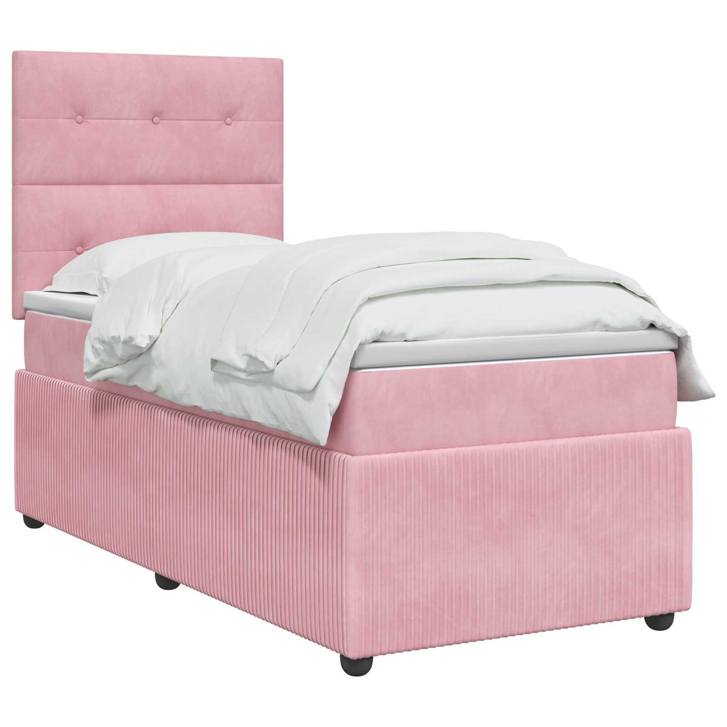 vidaXL Κρεβάτι box spring με στρώμα Ροζ 90 x 190 cm Βελούδο