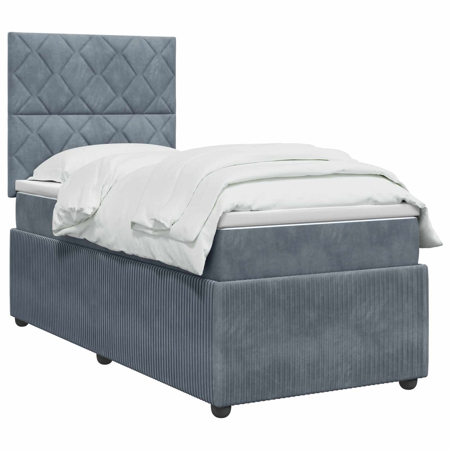 vidaXL Κρεβάτι box spring με στρώμα Σκούρο Γκρι 90 x 190 cm Βελούδο