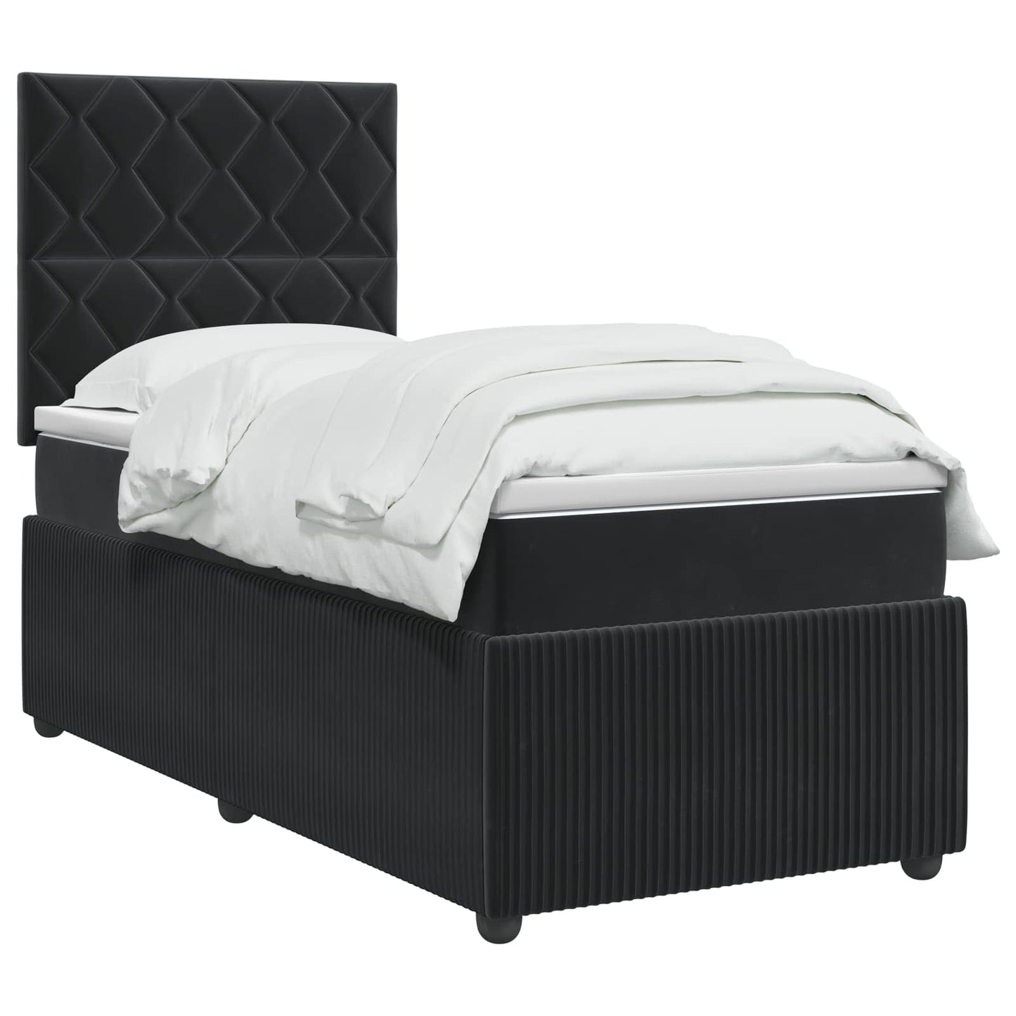 vidaXL Κρεβάτι box spring με στρώμα Μαύρο 90 x 190 cm Βελούδο