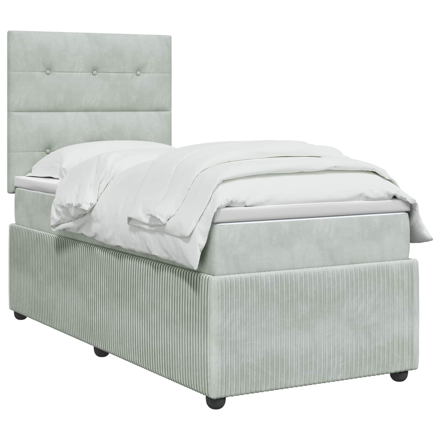 vidaXL Κρεβάτι box spring με στρώμα Ανοιχτό γκρι 90 x 200 cm Βελούδο