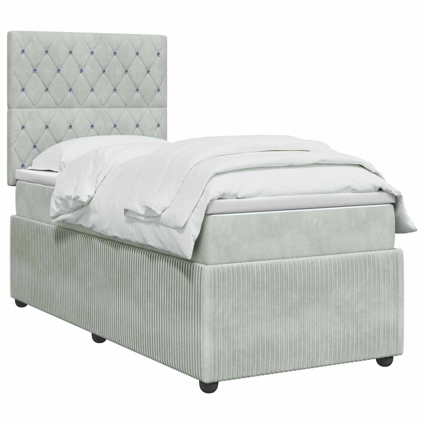 vidaXL Κρεβάτι box spring με στρώμα Ανοιχτό γκρι 100 x 200 cm Βελούδο