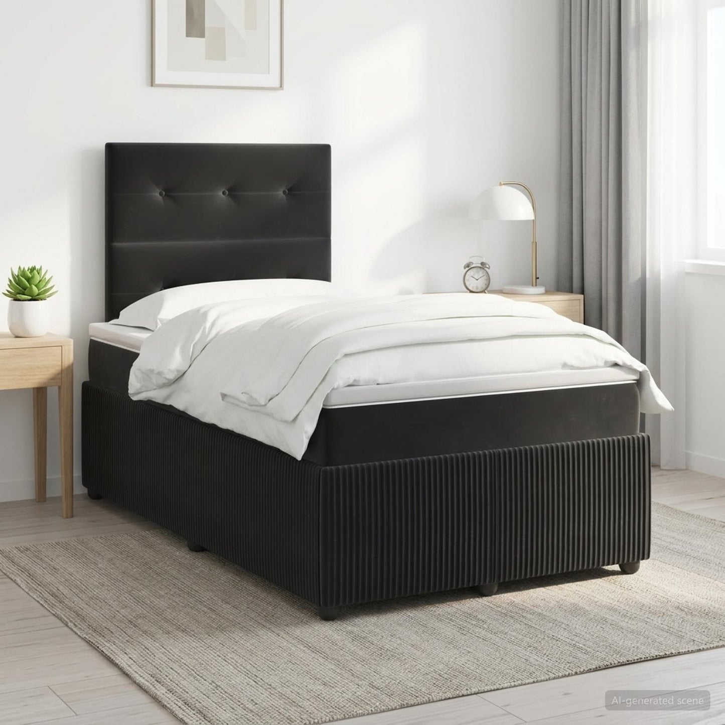 vidaXL Κρεβάτι box spring με στρώμα Μαύρο 120 x 200 cm Βελούδο