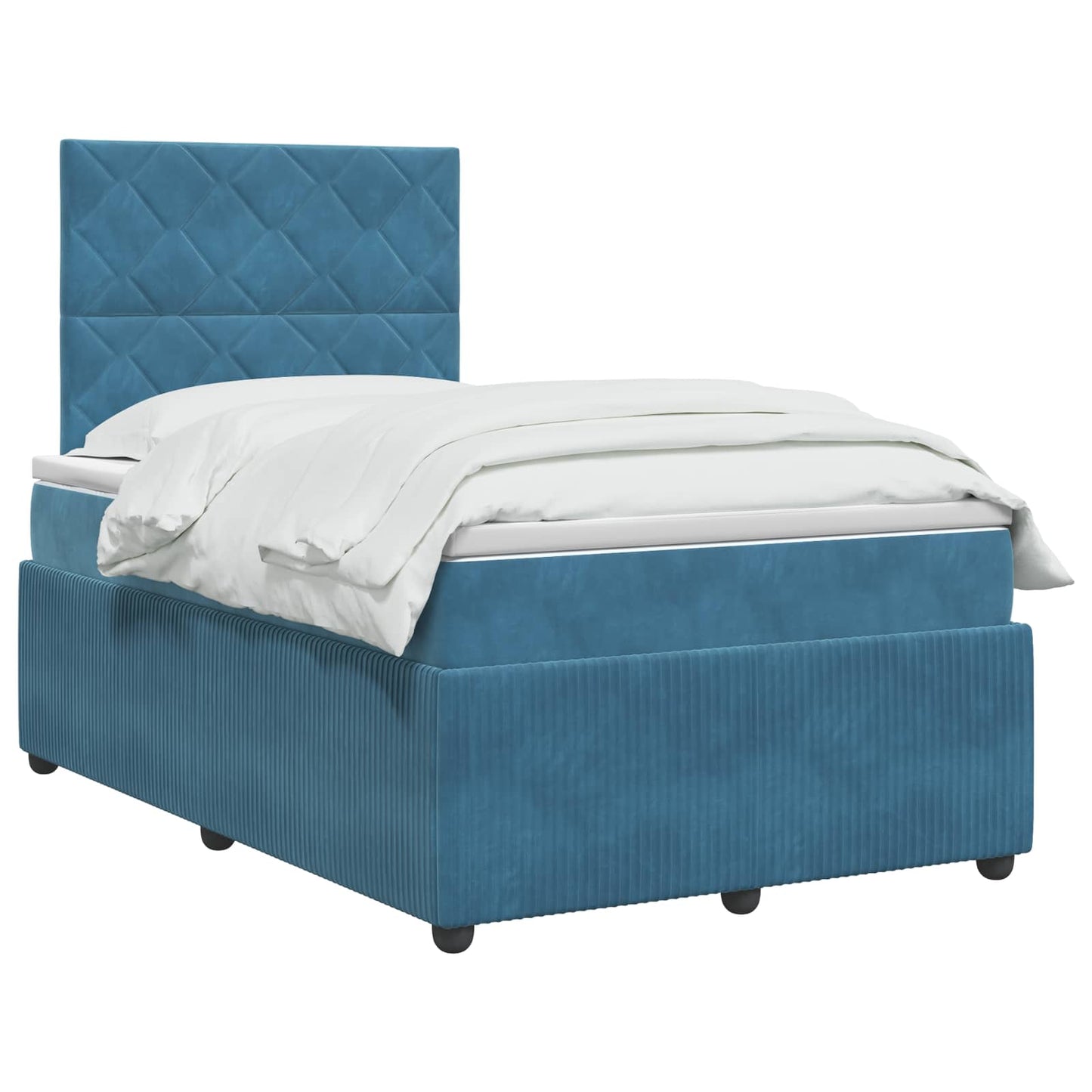 vidaXL Κρεβάτι box spring με στρώμα Μπλε 120 x 190 cm Βελούδο