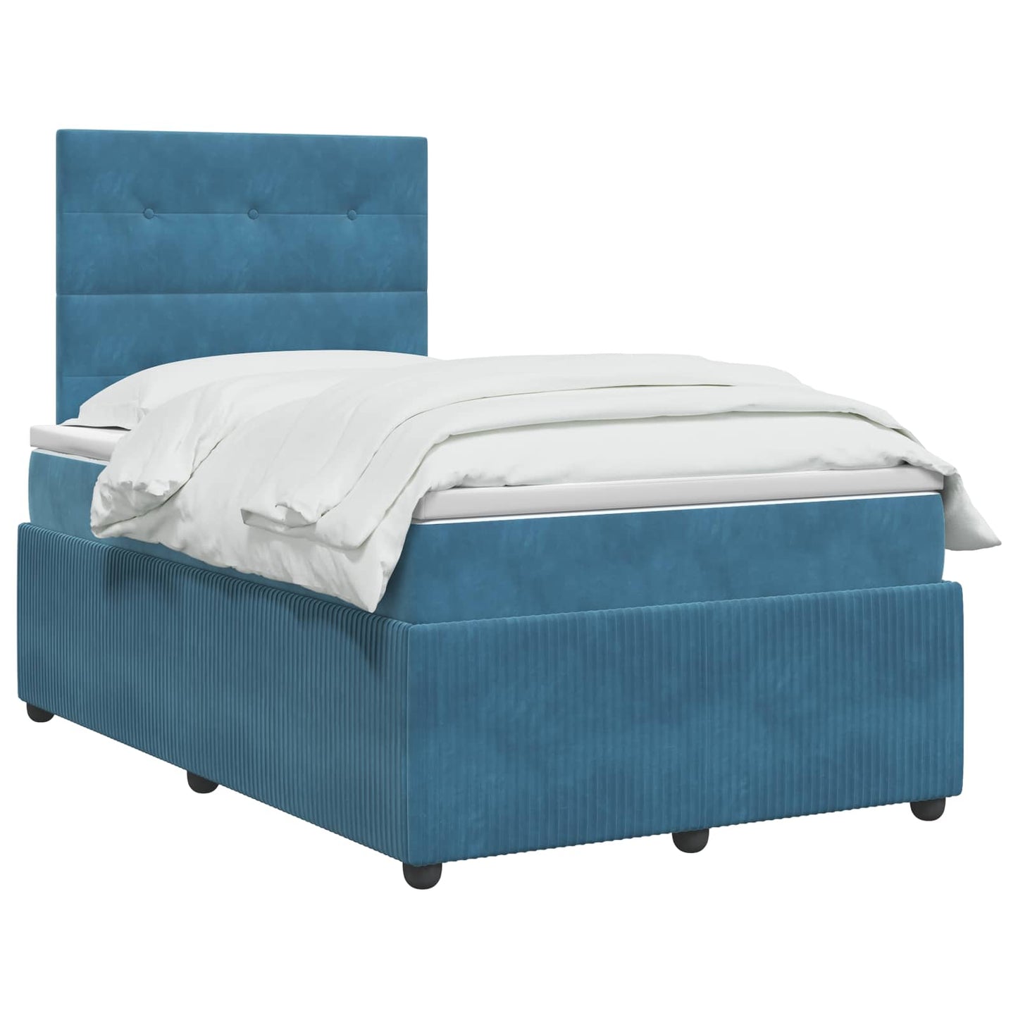 vidaXL Κρεβάτι box spring με στρώμα Μπλε 120 x 200 cm Βελούδο