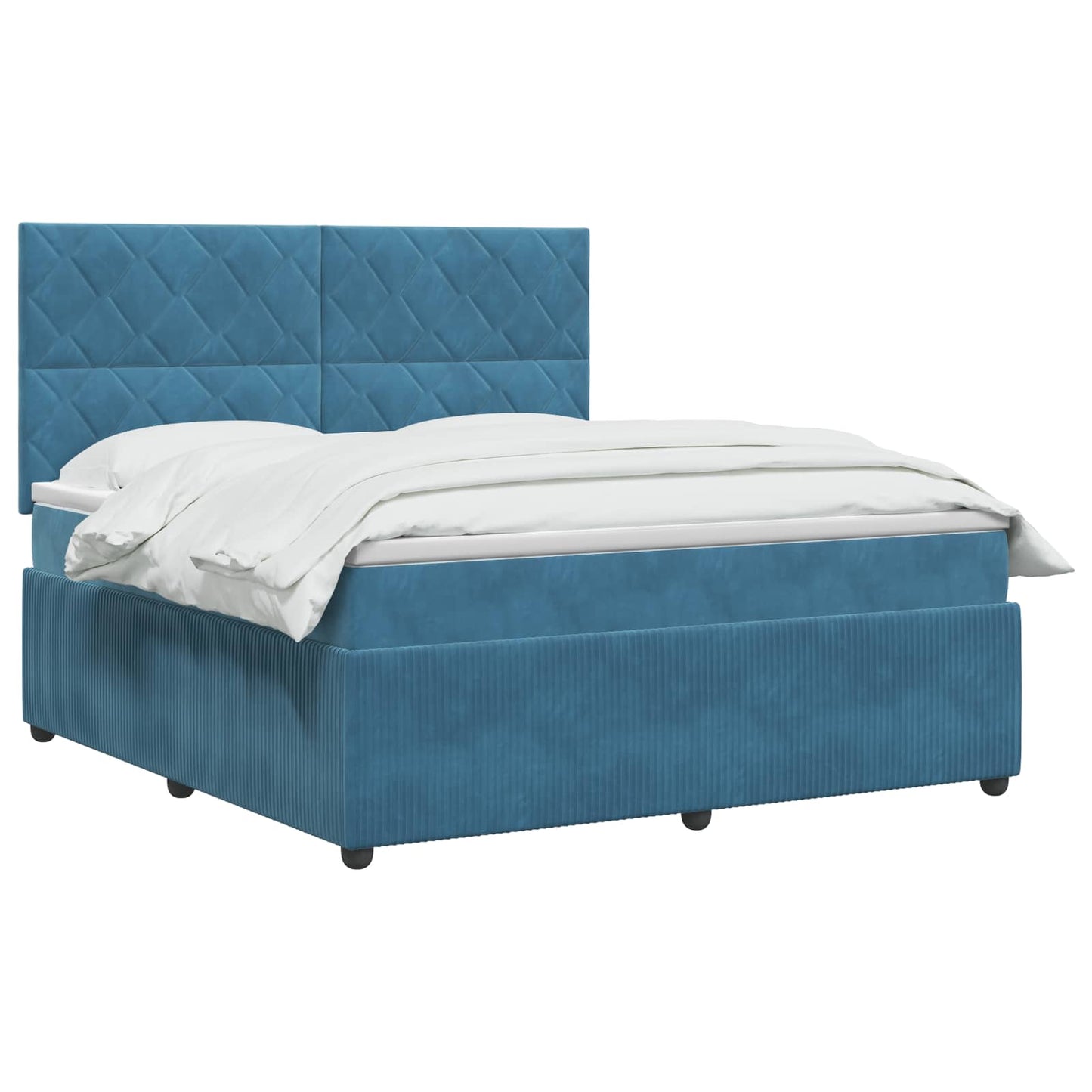 vidaXL Κρεβάτι box spring με στρώμα Μπλε 140 x 200 cm Βελούδο