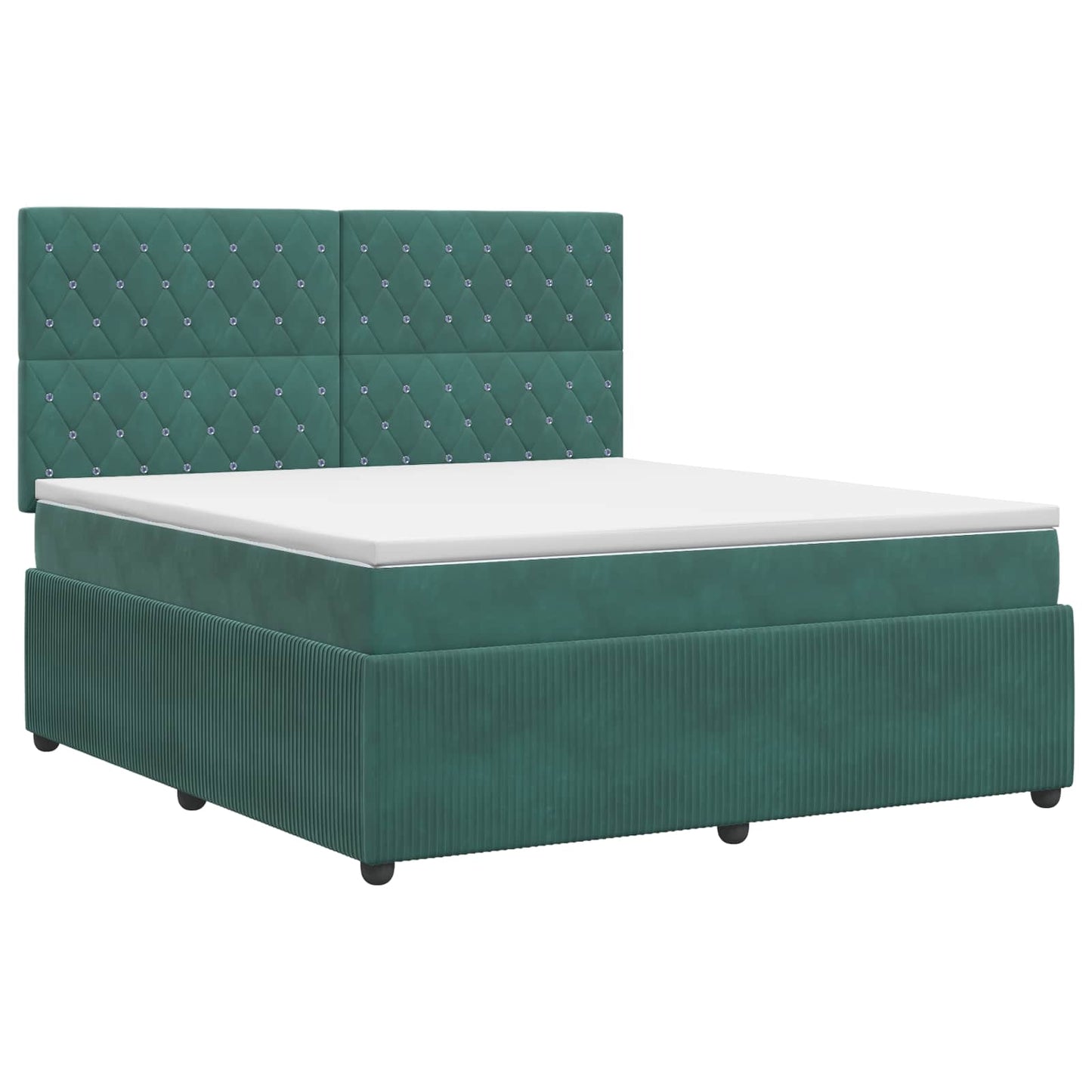 vidaXL Κρεβάτι box spring με στρώμα Σκούρο Πράσινο 160 x 200 cm