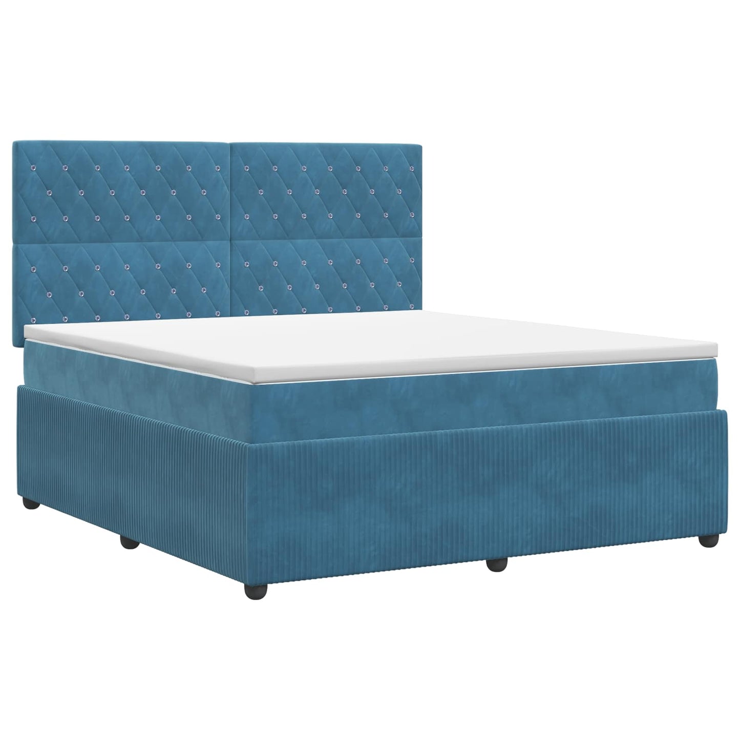 vidaXL Κρεβάτι box spring με στρώμα Μπλε 160 x 200 cm Βελούδο