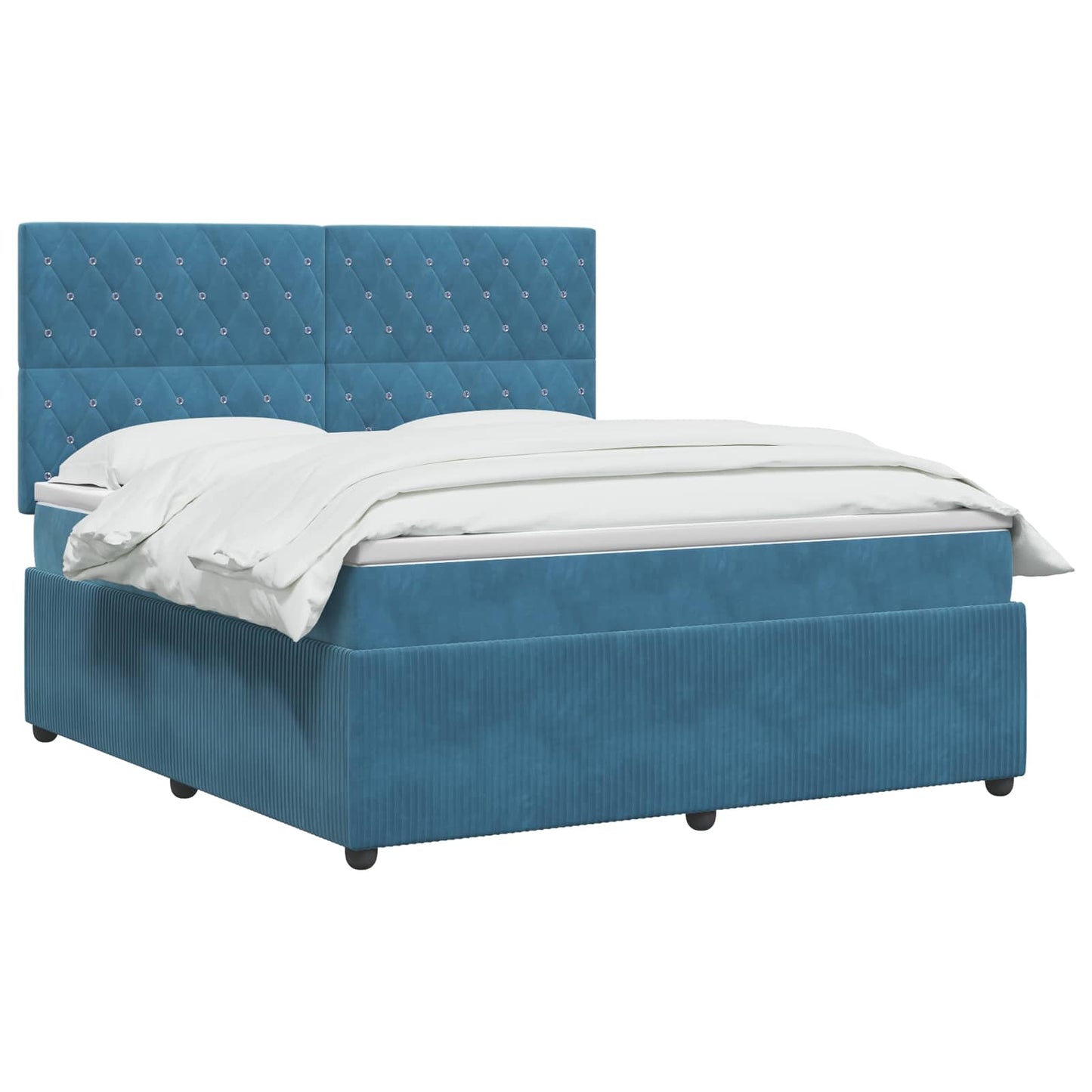 vidaXL Κρεβάτι box spring με στρώμα Μπλε 160 x 200 cm Βελούδο