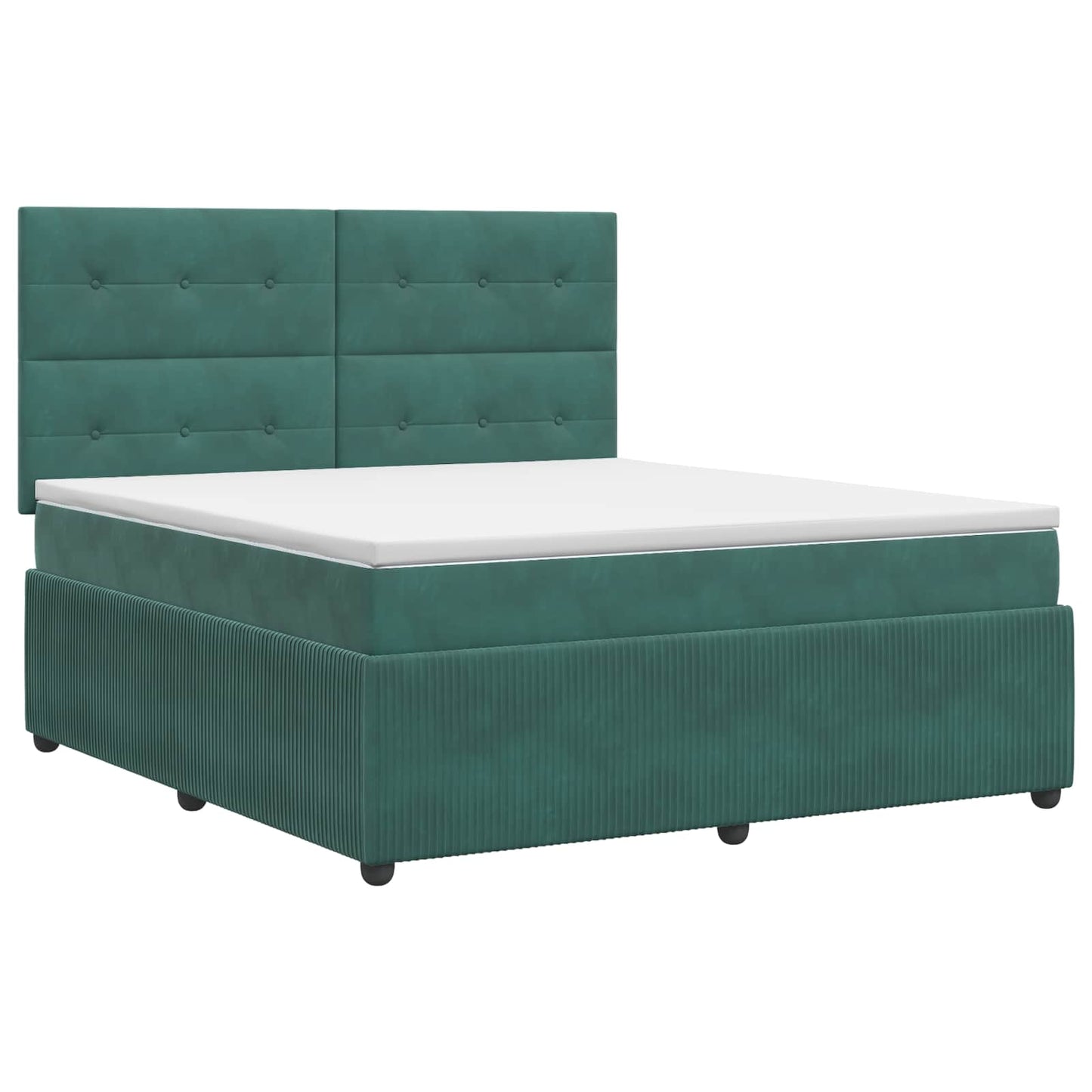 vidaXL Κρεβάτι box spring με στρώμα Σκούρο Πράσινο 160 x 200 cm