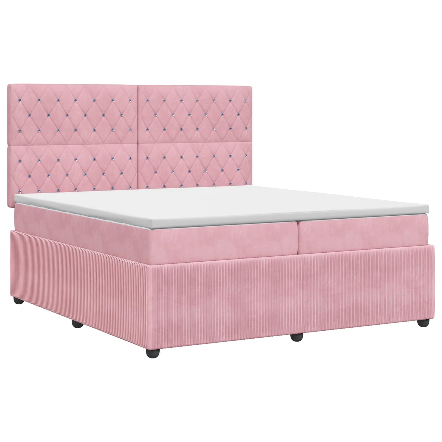 vidaXL Κρεβάτι box spring με στρώμα Ροζ 200 x 200 cm Βελούδο