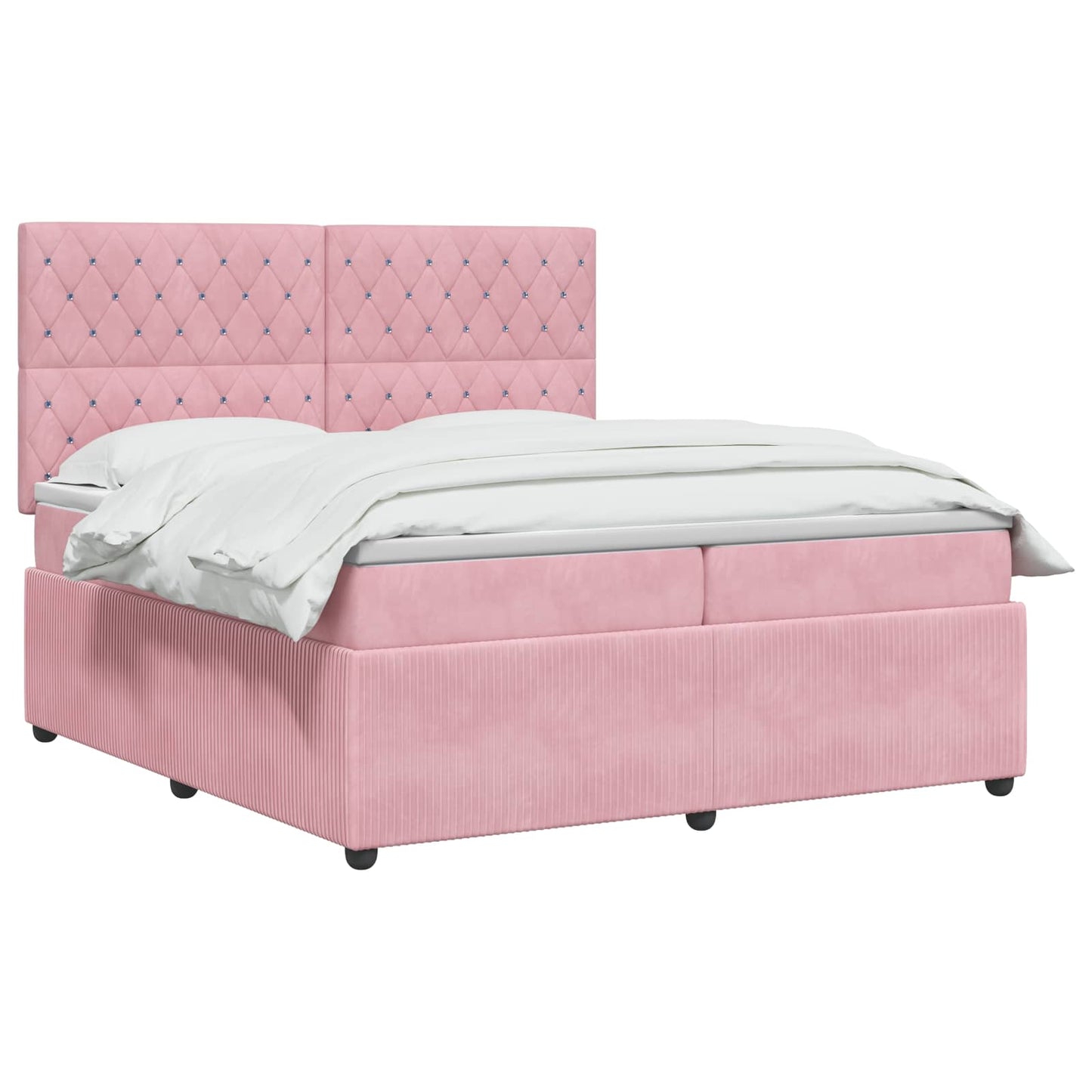 vidaXL Κρεβάτι box spring με στρώμα Ροζ 200 x 200 cm Βελούδο