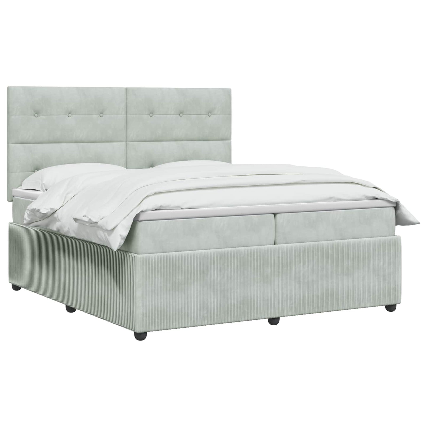vidaXL Κρεβάτι box spring με στρώμα Ανοιχτό γκρι 200 x 200 cm Βελούδο