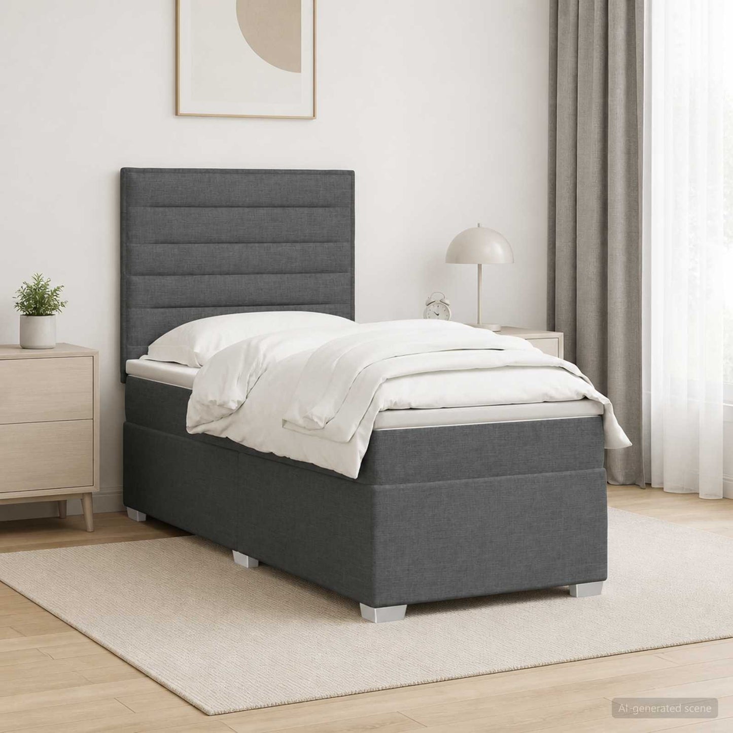 vidaXL Κρεβάτι box spring με στρώμα Σκούρο Γκρι 80 x 200 cm Ύφασμα
