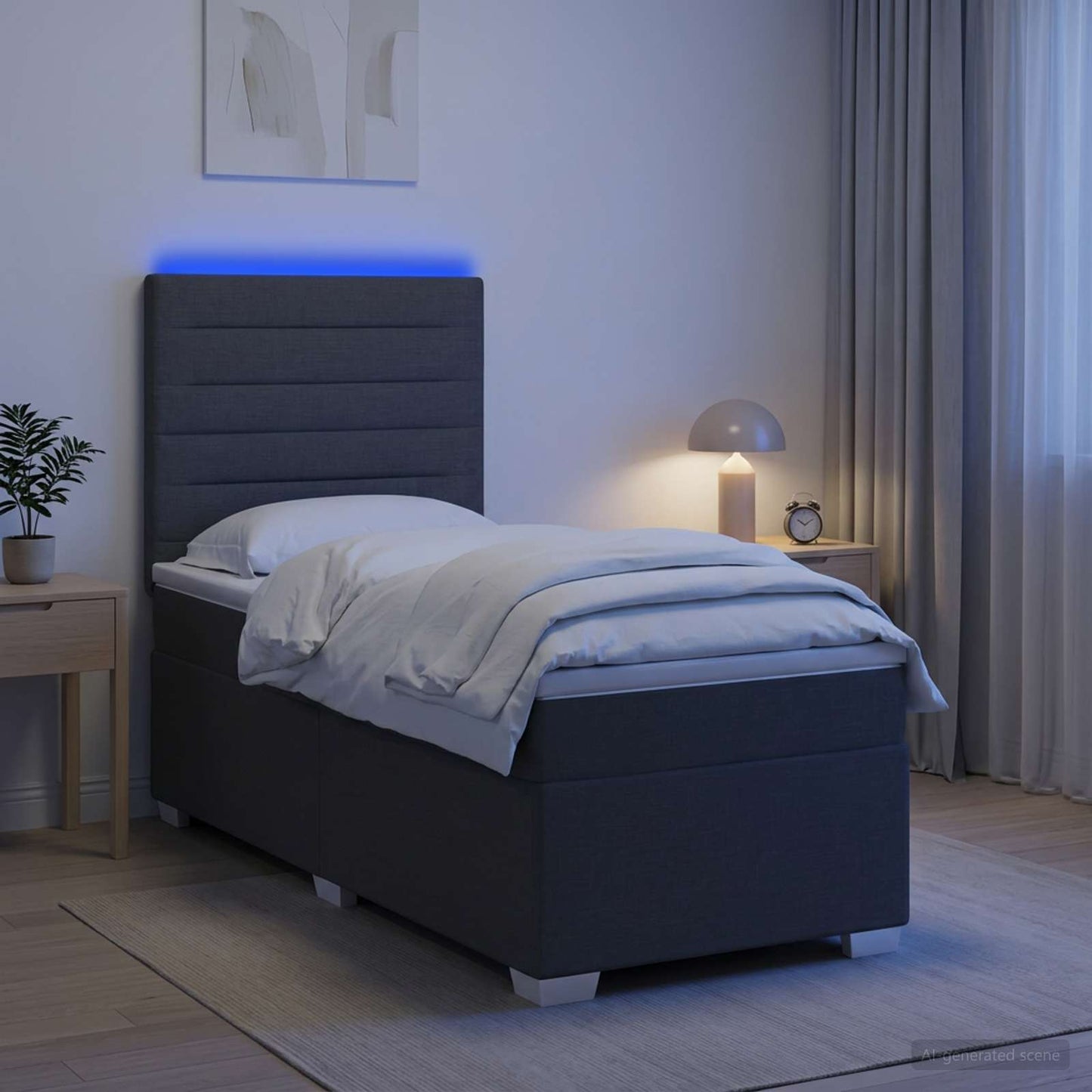 vidaXL Κρεβάτι box spring με στρώμα Σκούρο Γκρι 80 x 200 cm Ύφασμα