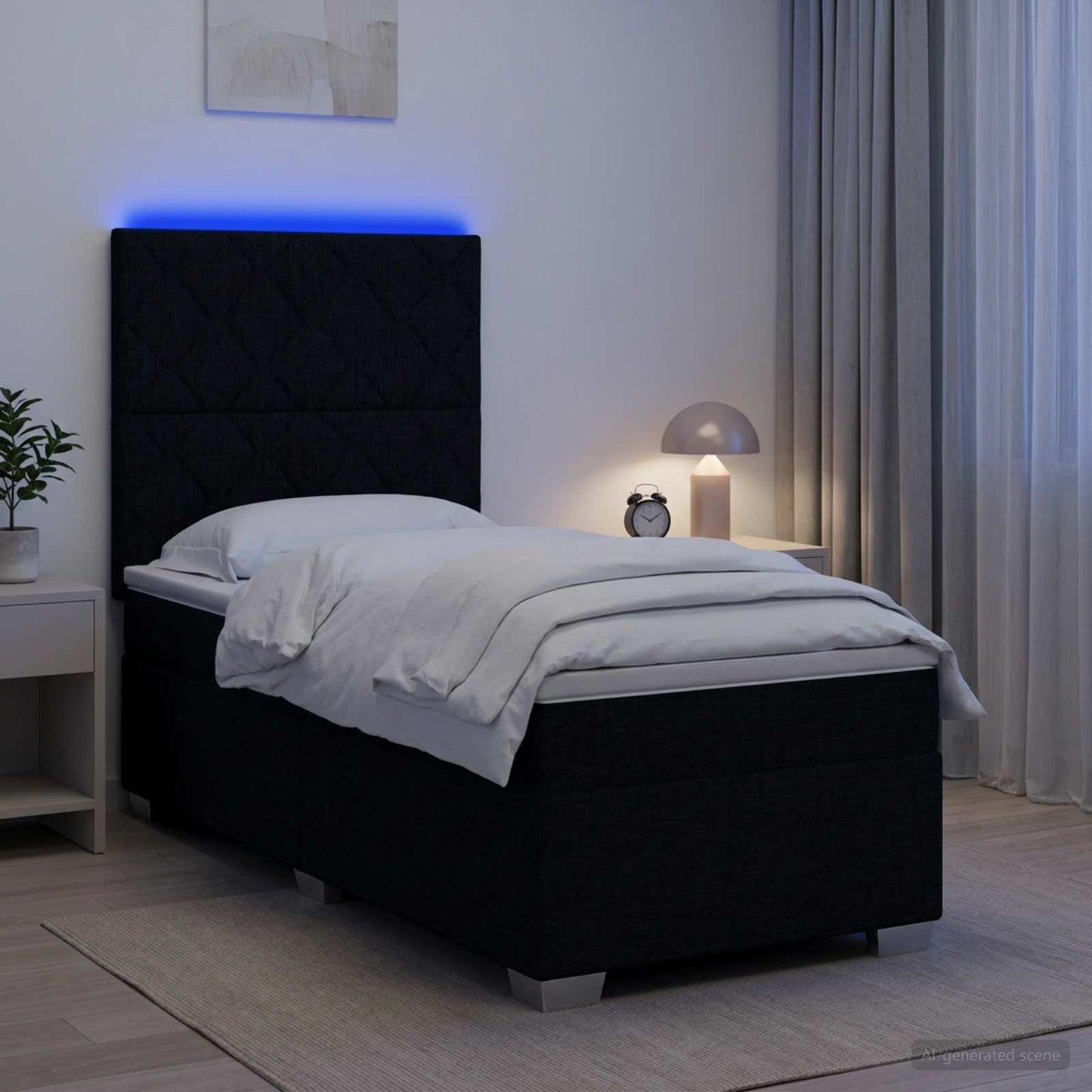 vidaXL Κρεβάτι box spring με στρώμα Μαύρο 100 x 200 cm Ύφασμα