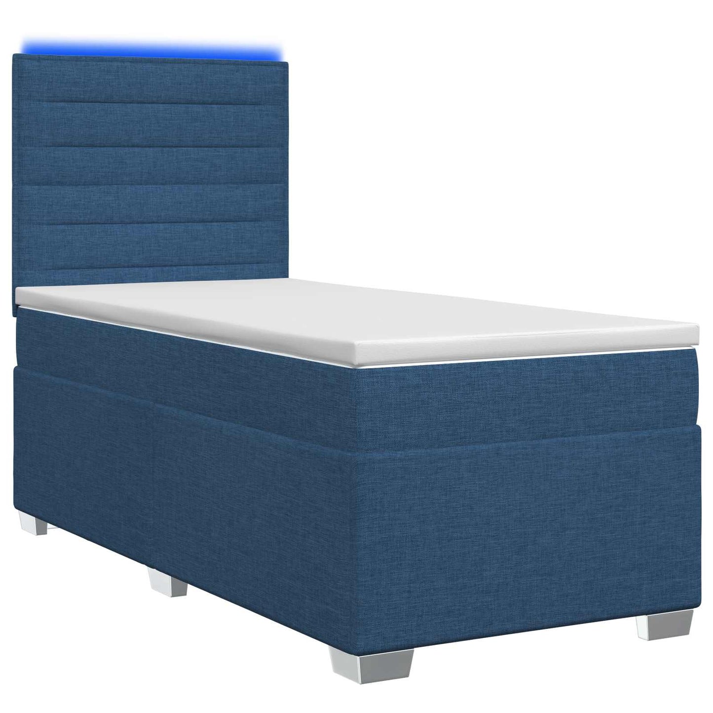 vidaXL Κρεβάτι box spring με στρώμα Μπλε 90 x 190 cm Ύφασμα