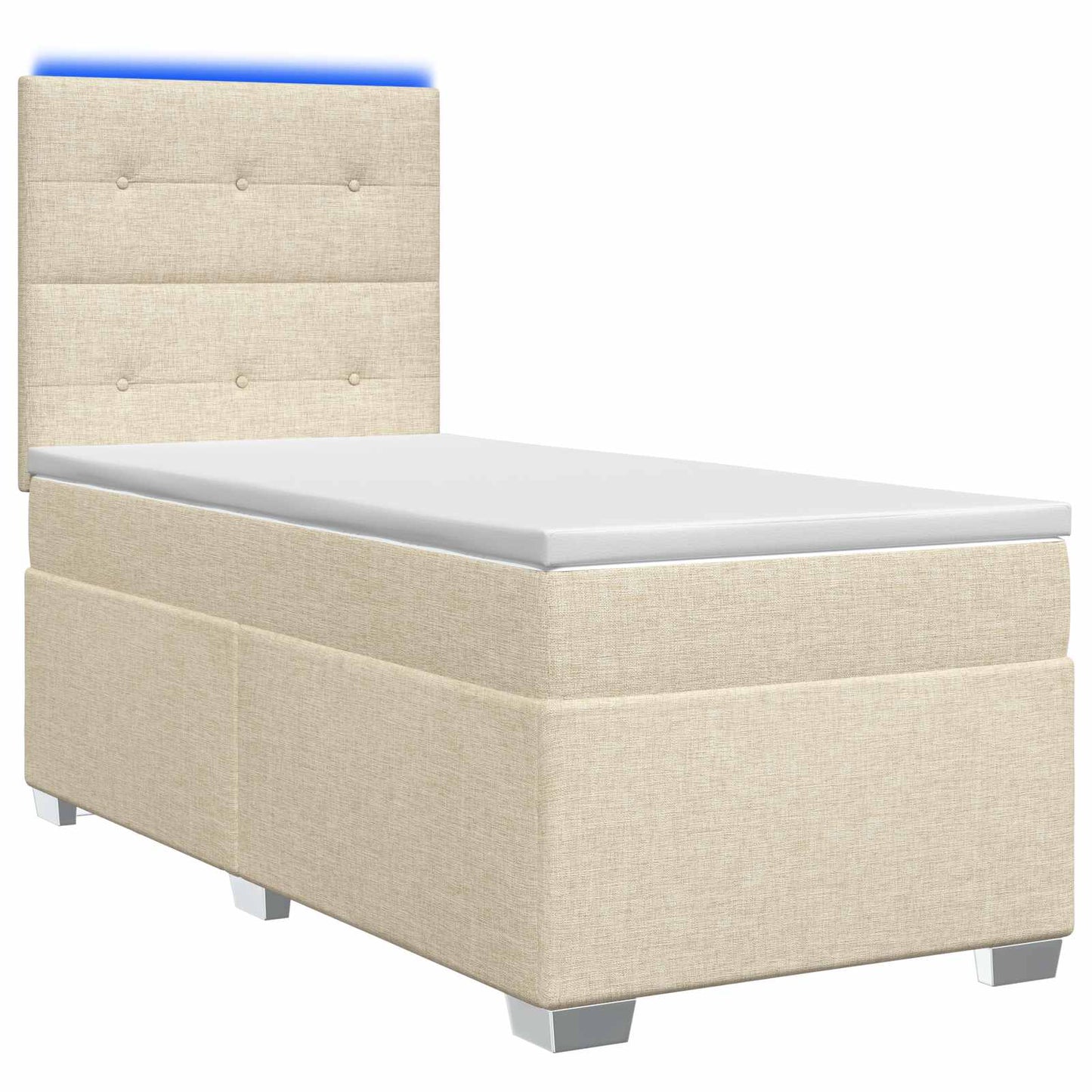 vidaXL Κρεβάτι box spring με στρώμα Κρεμ 100 x 200 cm Ύφασμα