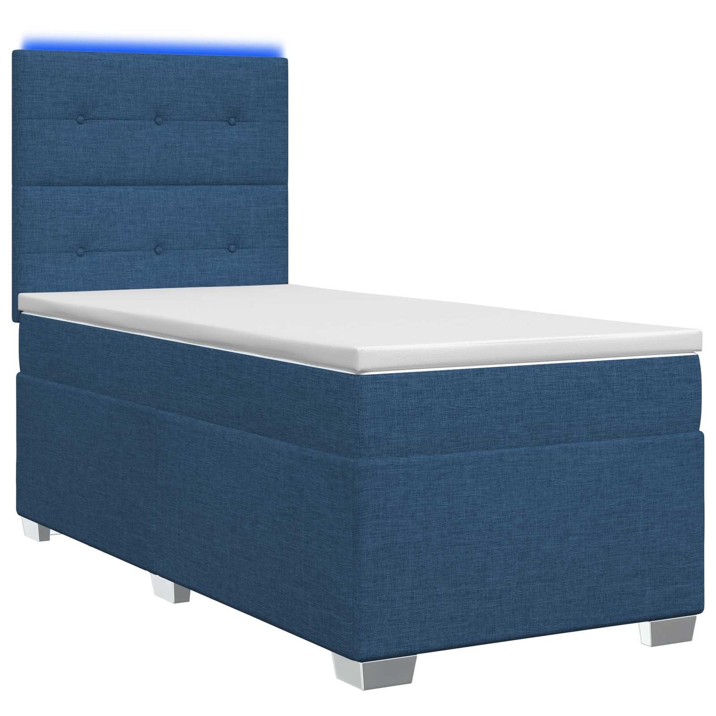 vidaXL Κρεβάτι box spring με στρώμα Μπλε 100 x 200 cm Ύφασμα