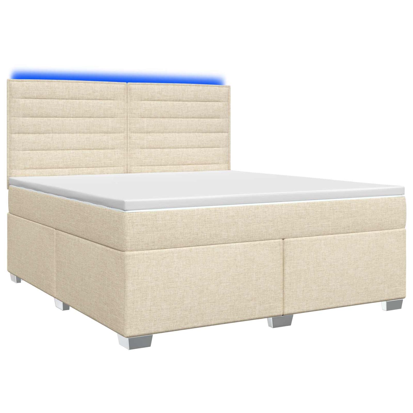 vidaXL Κρεβάτι box spring με στρώμα Κρεμ 140 x 190 cm Ύφασμα