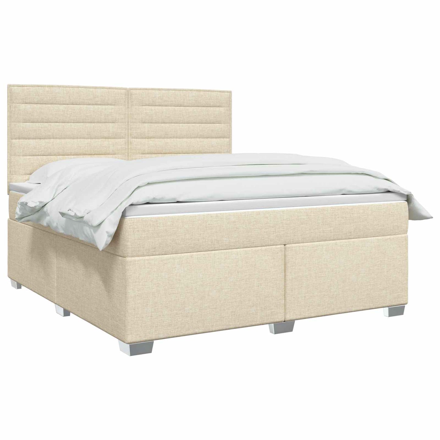 vidaXL Κρεβάτι box spring με στρώμα Κρεμ 140 x 190 cm Ύφασμα