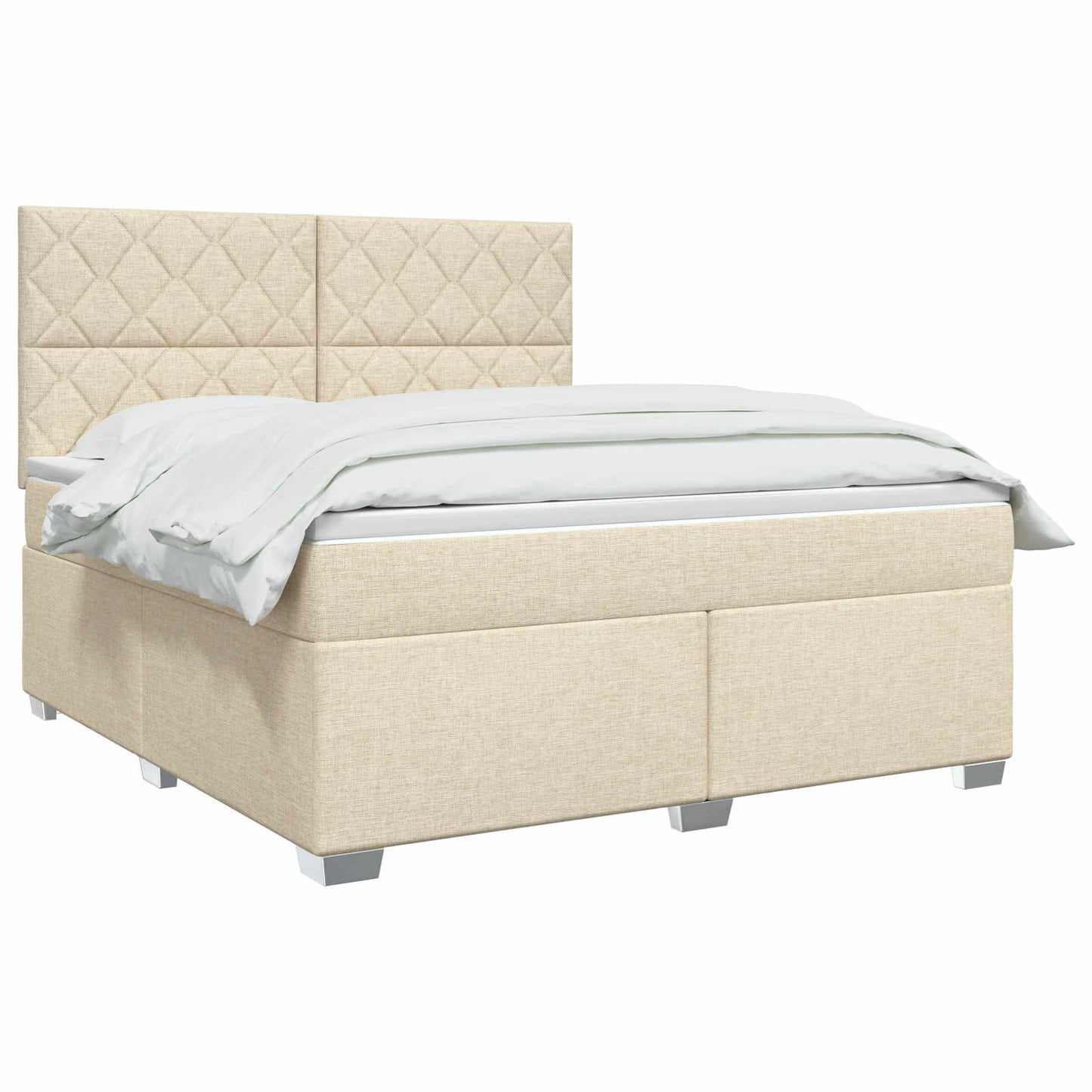 vidaXL Κρεβάτι box spring με στρώμα Κρεμ 140 x 200 cm Ύφασμα