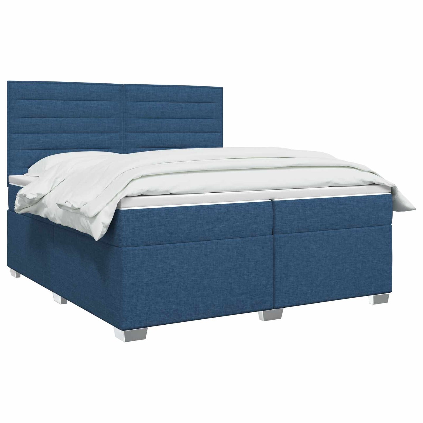 vidaXL Κρεβάτι box spring με στρώμα Μπλε 200 x 200 cm Ύφασμα
