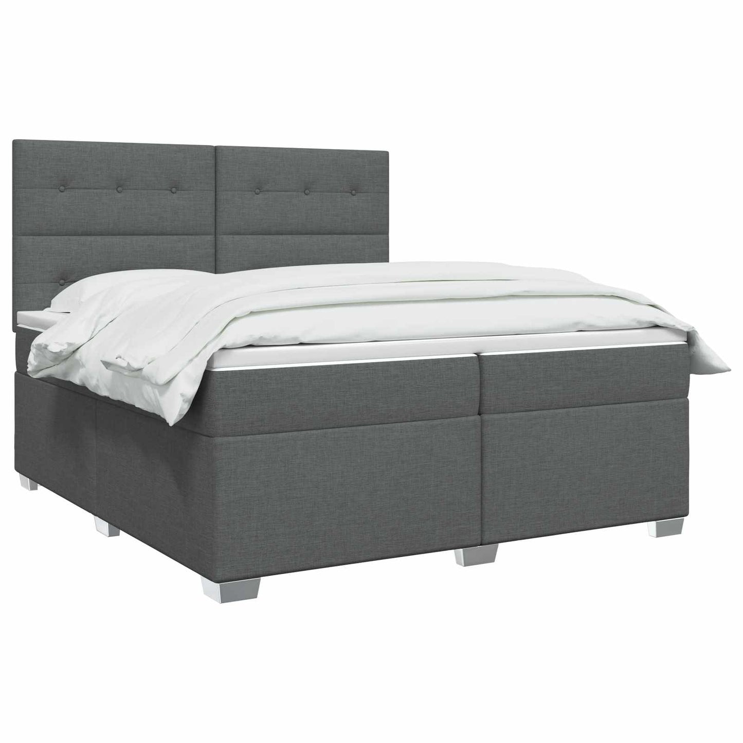 vidaXL Κρεβάτι box spring με στρώμα Σκούρο Γκρι 200 x 200 cm Ύφασμα