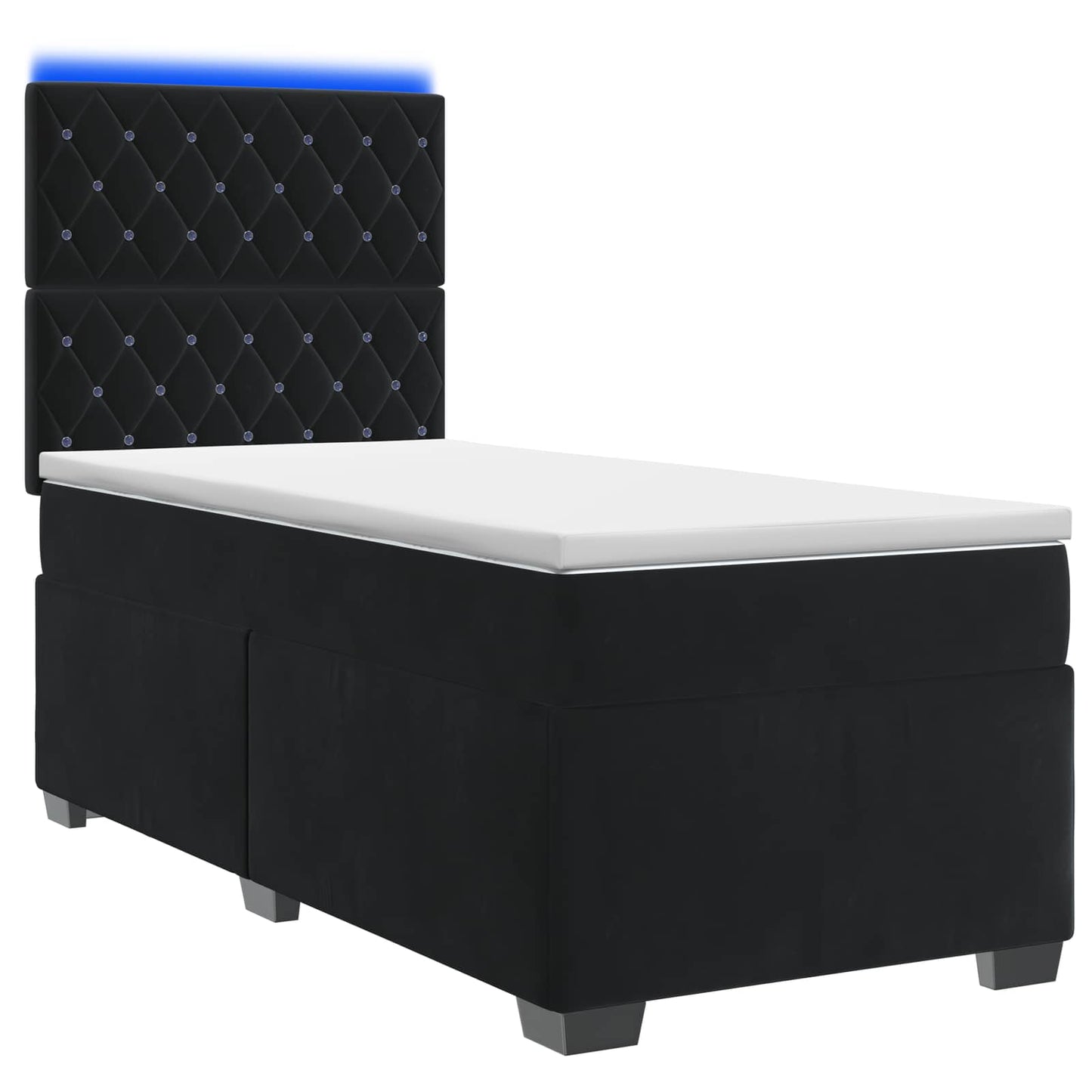 vidaXL Κρεβάτι box spring με στρώμα Μαύρο 90 x 190 cm Βελούδο