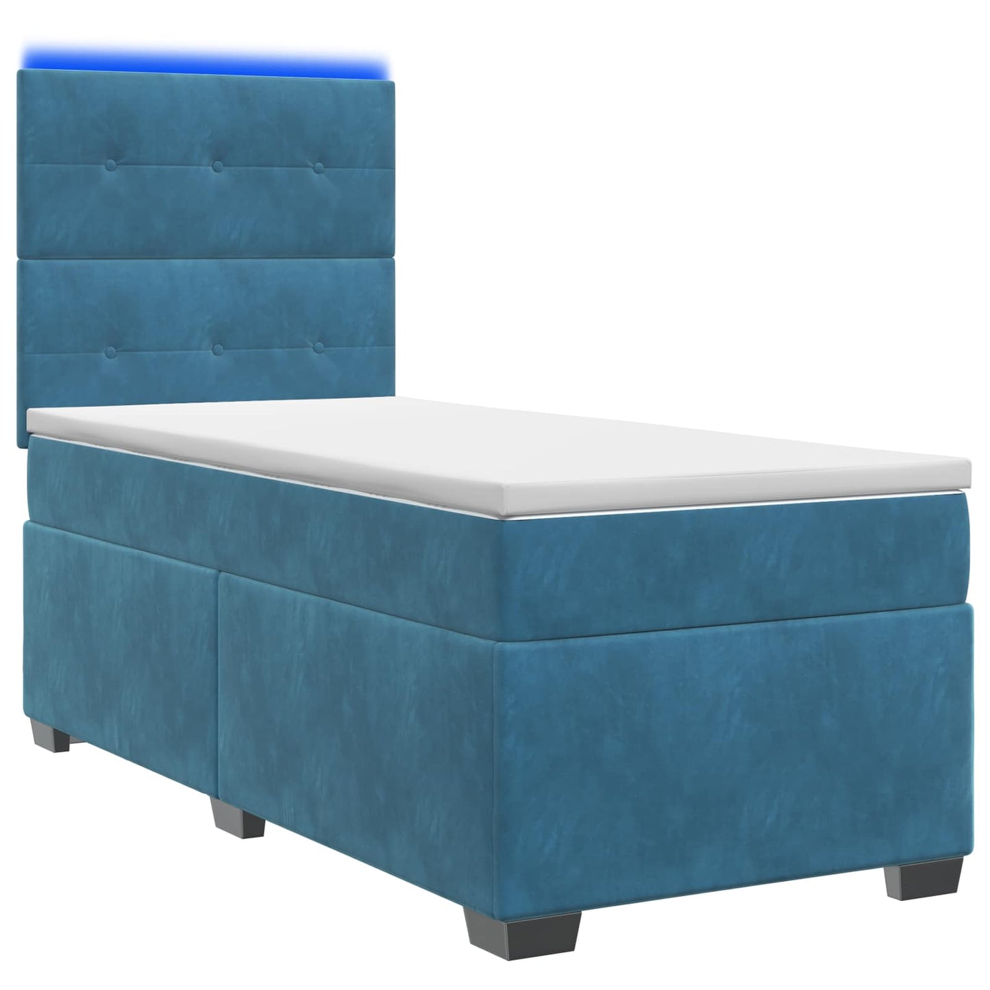 vidaXL Κρεβάτι box spring με στρώμα Μπλε 90 x 200 cm Βελούδο