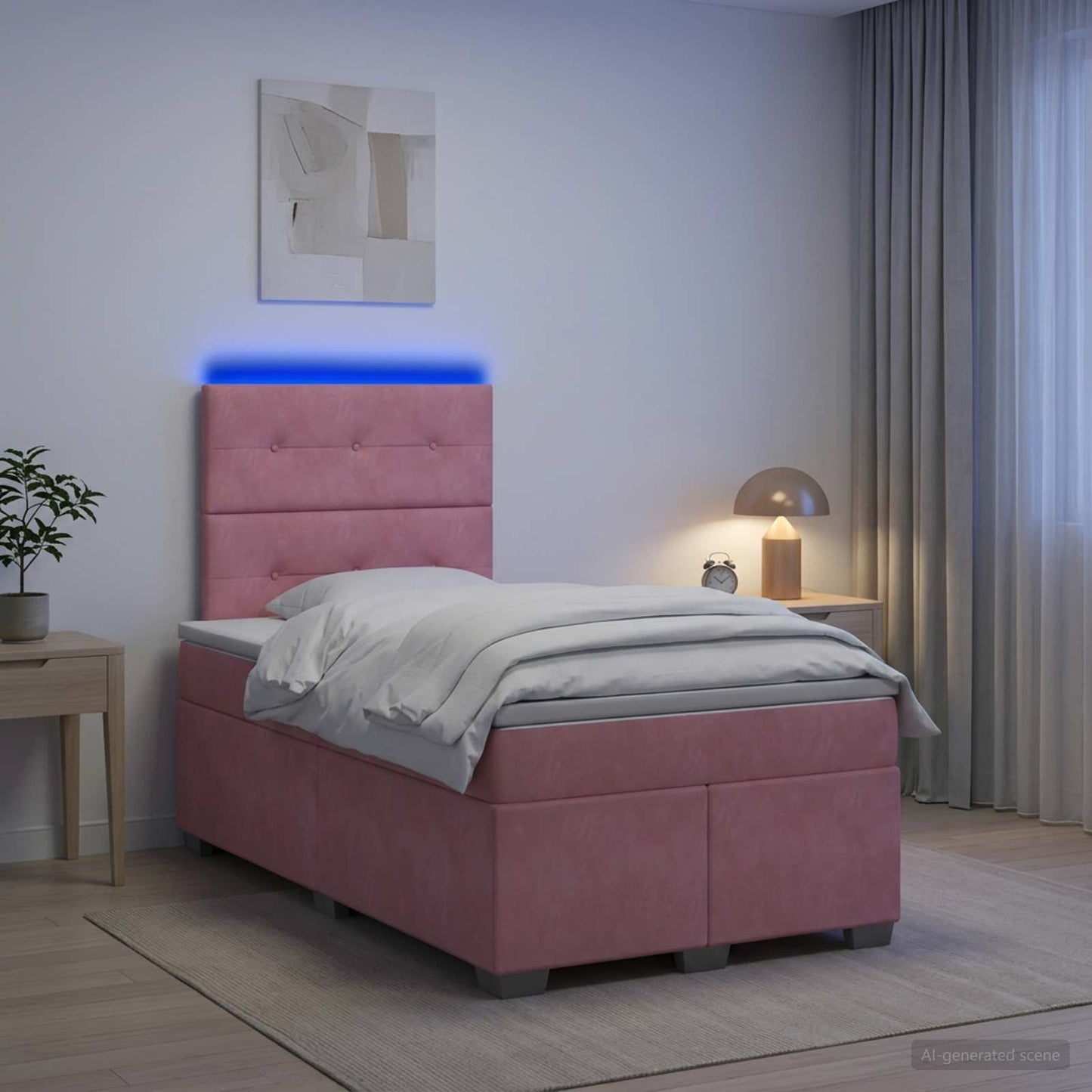 vidaXL Κρεβάτι box spring με στρώμα Ροζ 120 x 190 cm Βελούδο