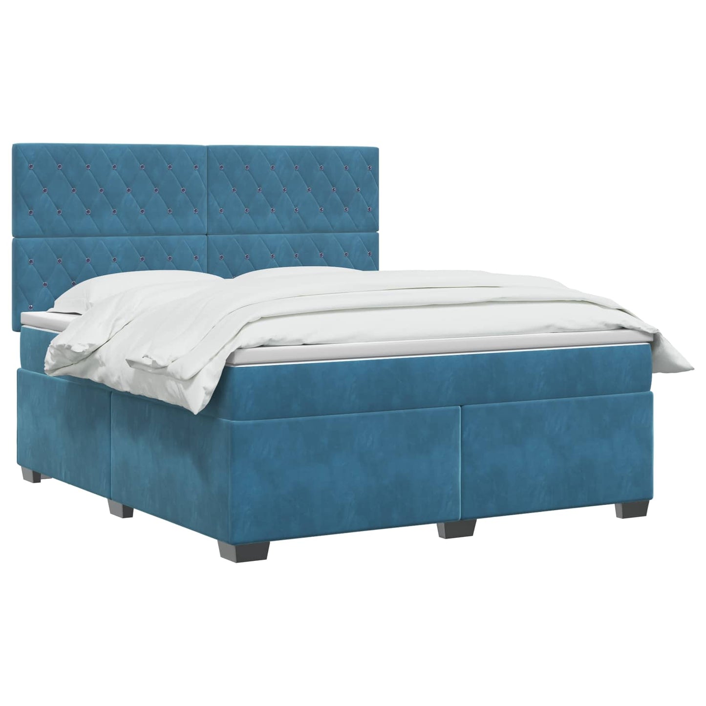 vidaXL Κρεβάτι box spring με στρώμα Μπλε 160 x 200 cm Βελούδο