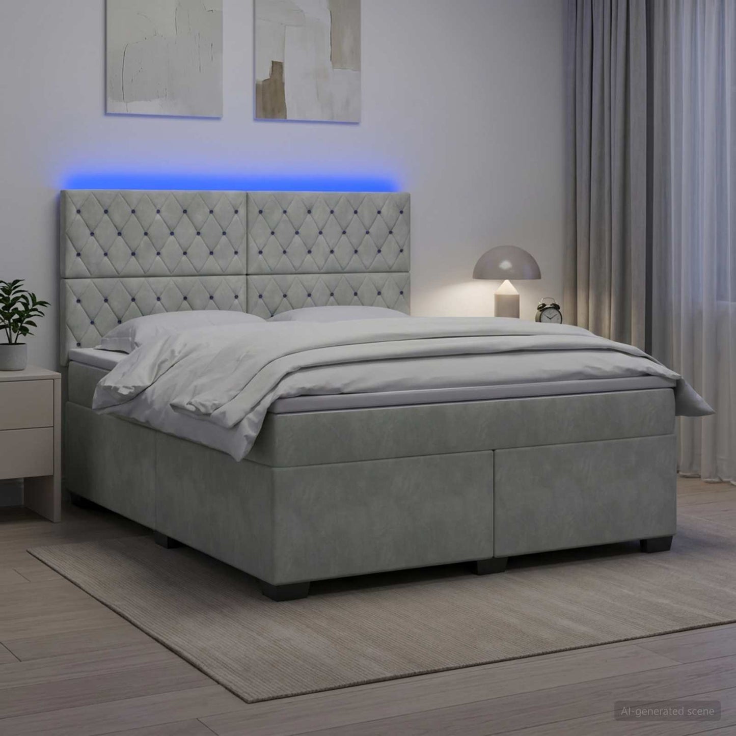 vidaXL Κρεβάτι box spring με στρώμα Ανοιχτό γκρι 140 x 200 cm Βελούδο