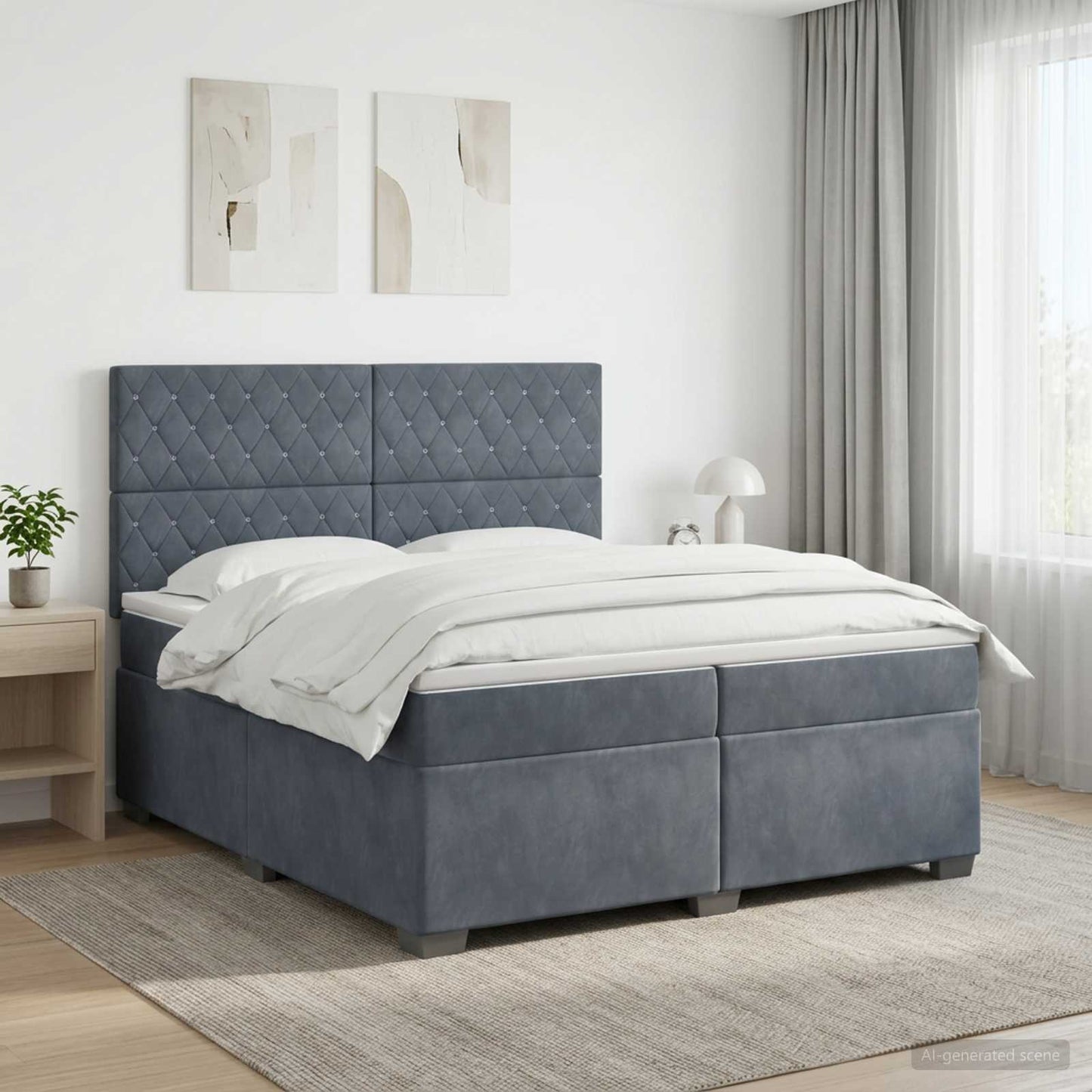 vidaXL Κρεβάτι box spring με στρώμα Σκούρο Γκρι 200 x 200 cm Βελούδο