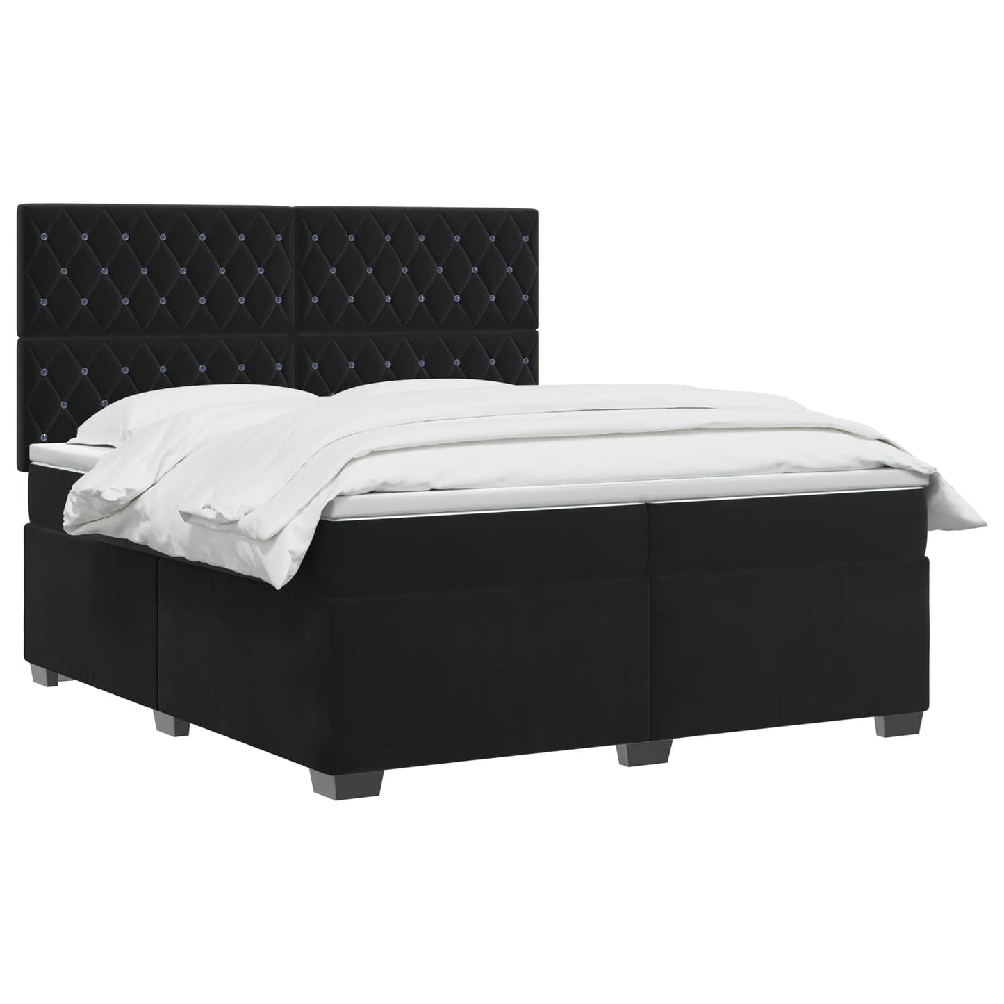 vidaXL Κρεβάτι box spring με στρώμα Μαύρο 200 x 200 cm Βελούδο