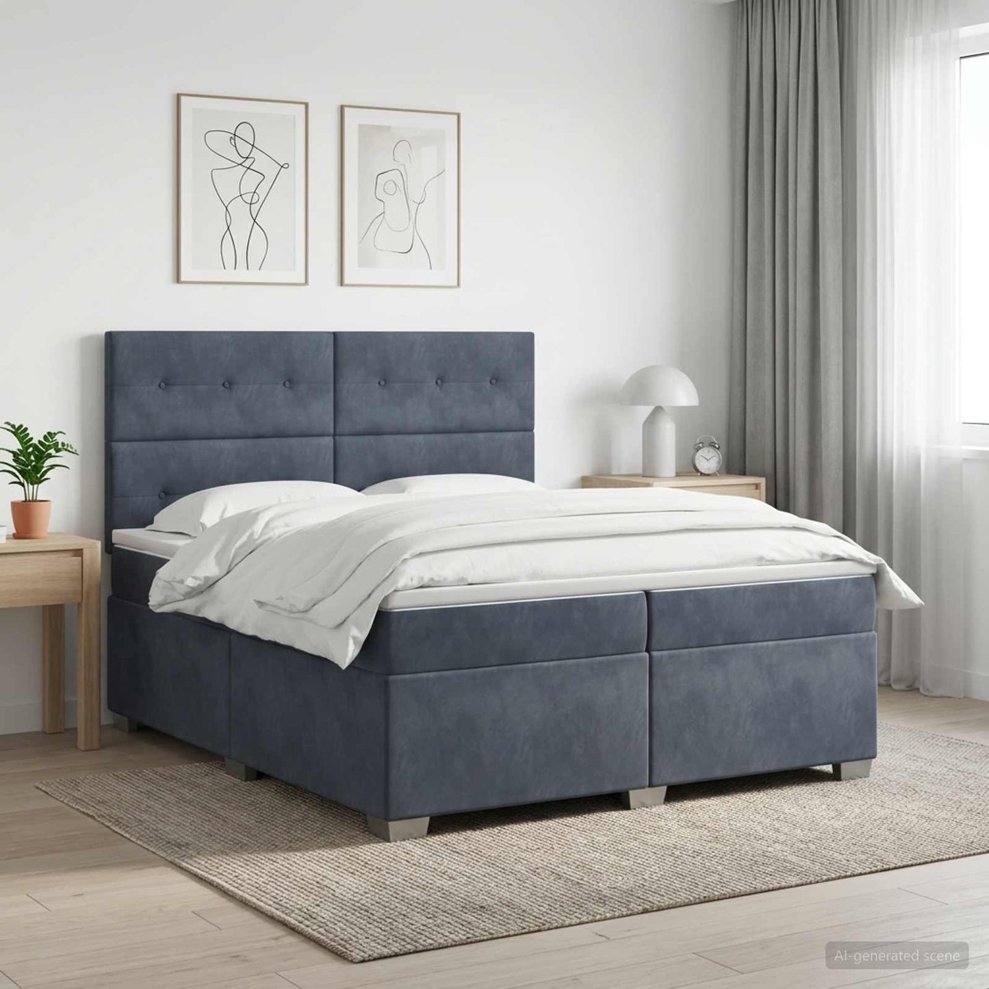 vidaXL Κρεβάτι box spring με στρώμα Σκούρο Γκρι 200 x 200 cm Βελούδο