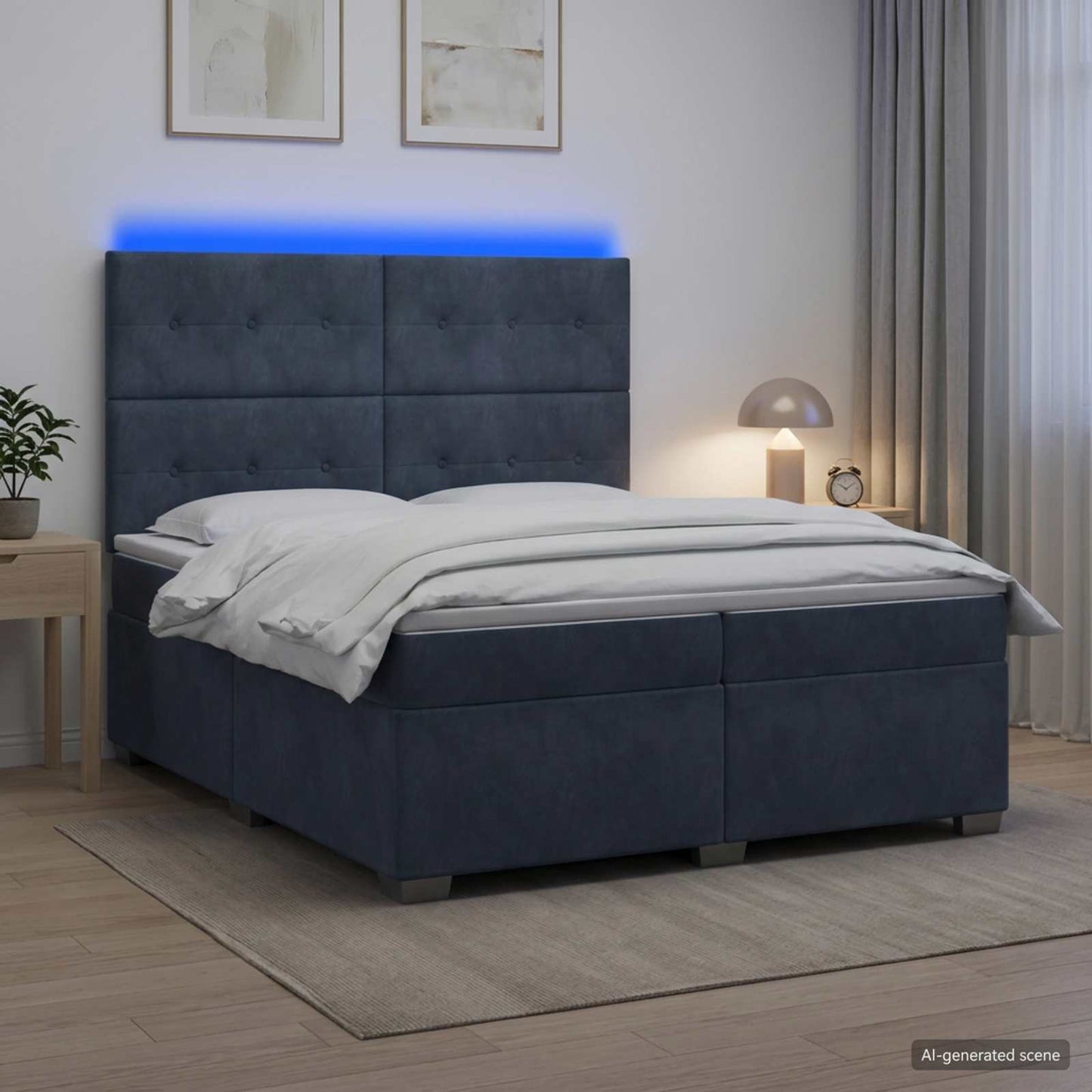 vidaXL Κρεβάτι box spring με στρώμα Σκούρο Γκρι 200 x 200 cm Βελούδο