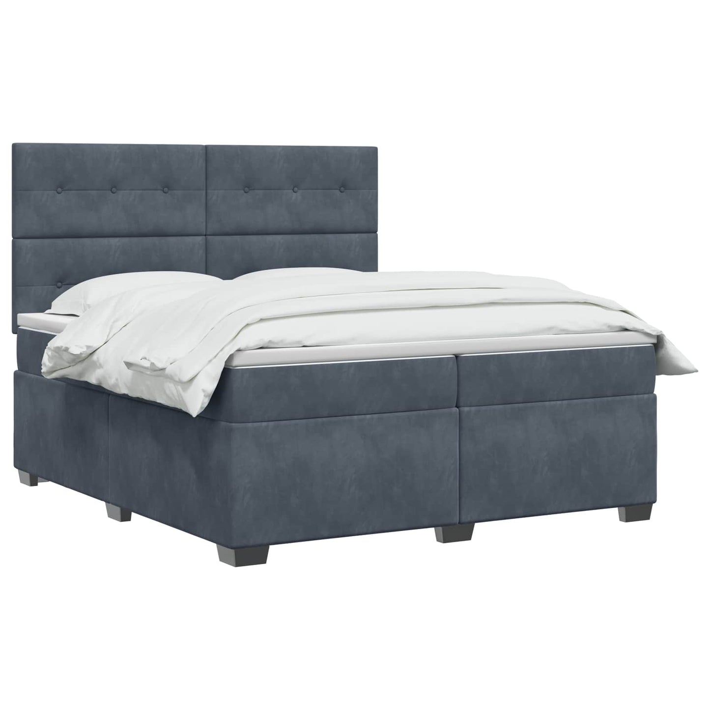 vidaXL Κρεβάτι box spring με στρώμα Σκούρο Γκρι 200 x 200 cm Βελούδο