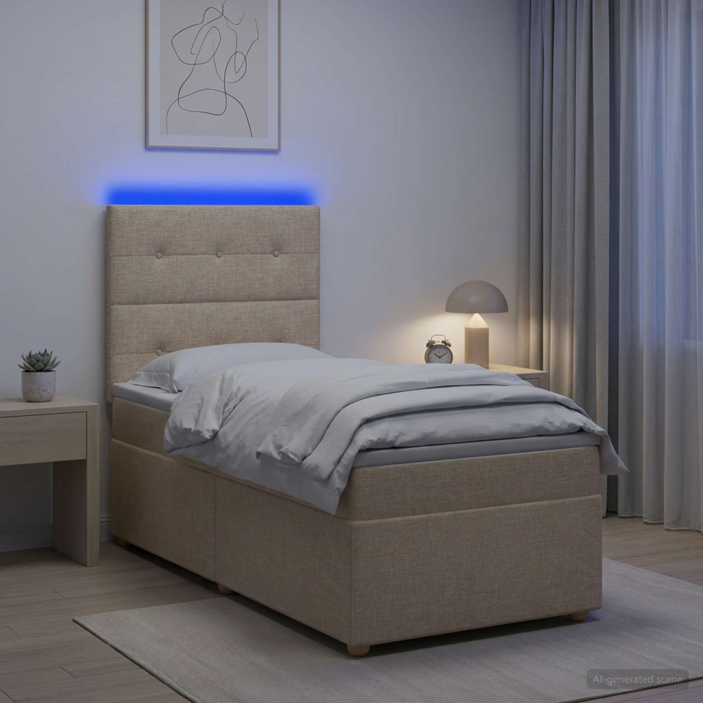 vidaXL Κρεβάτι box spring με στρώμα Κρεμ 100 x 200 cm Ύφασμα