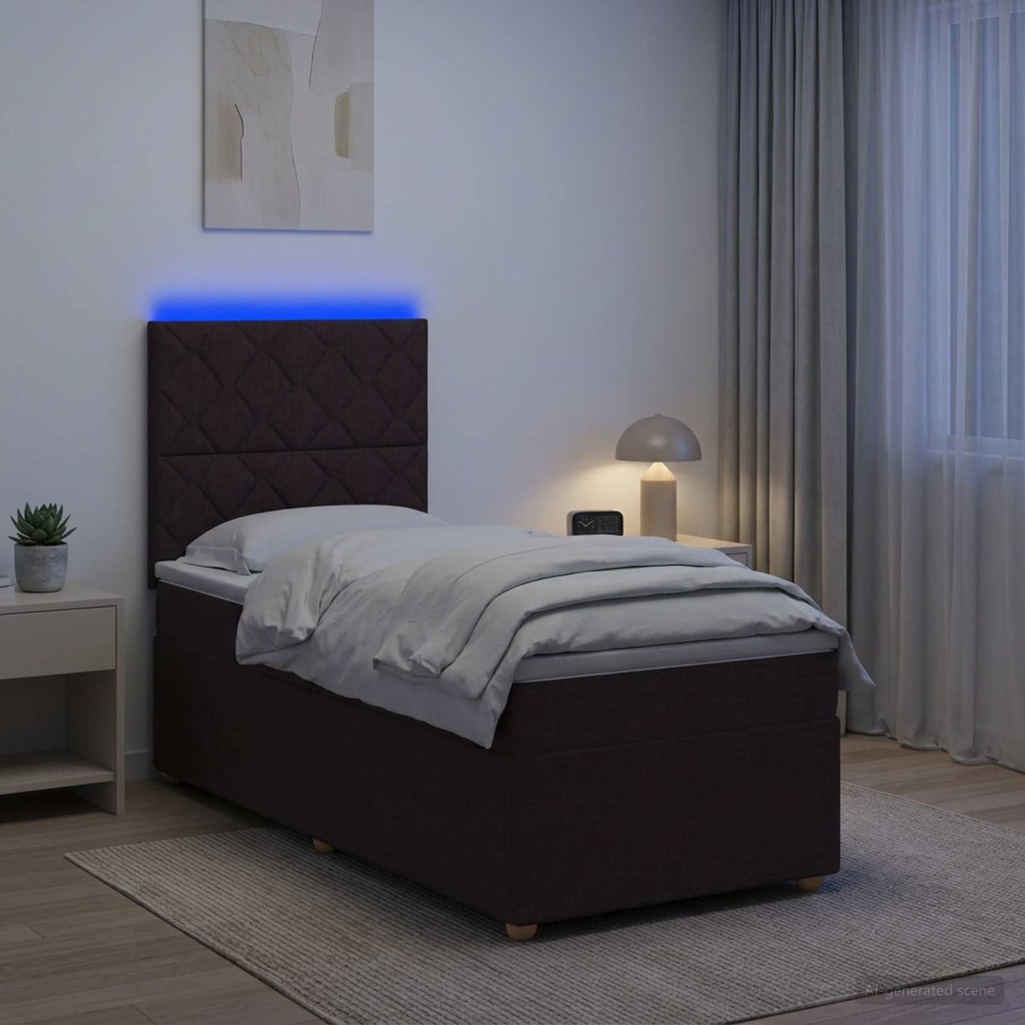 vidaXL Κρεβάτι box spring με στρώμα Σκούρο Καφέ 80 x 200 cm Ύφασμα