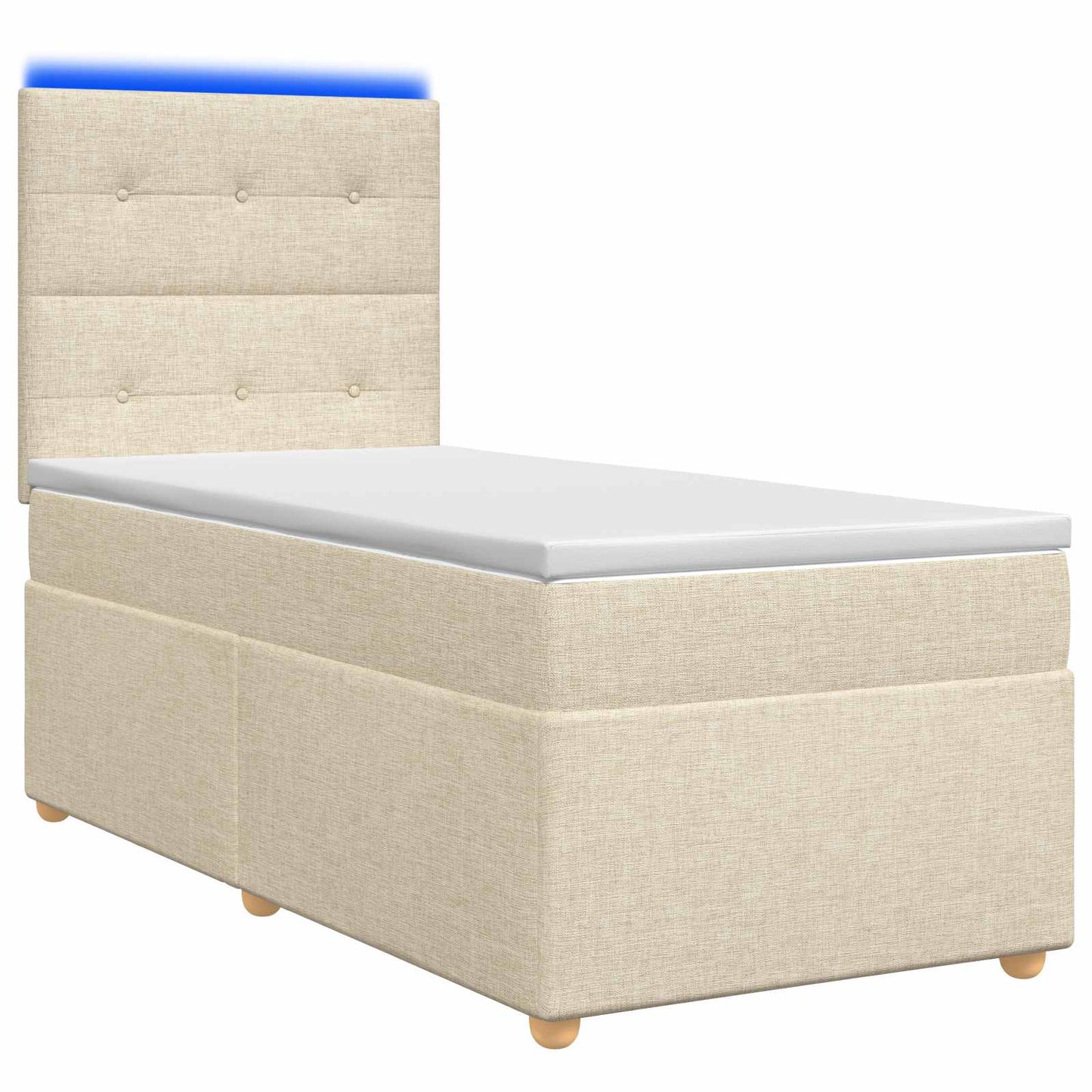 vidaXL Κρεβάτι box spring με στρώμα Κρεμ 100 x 200 cm Ύφασμα