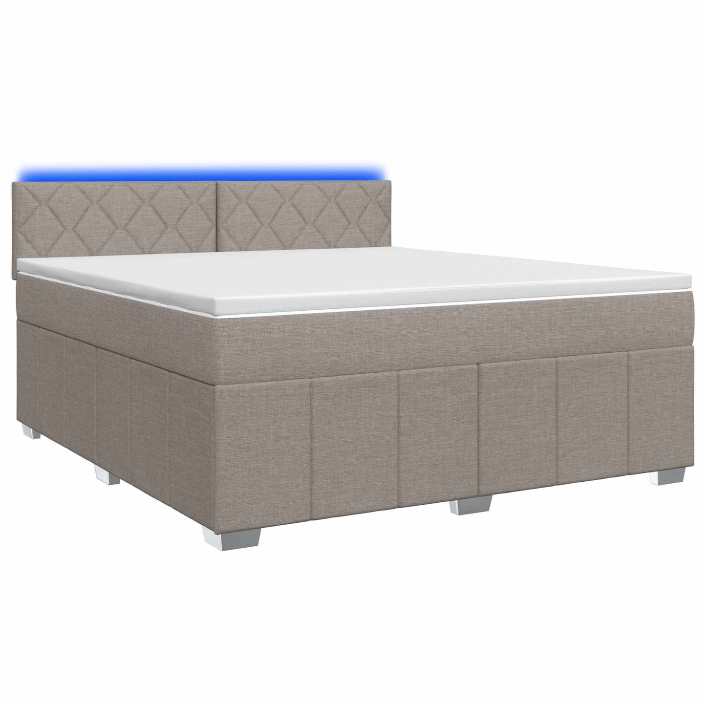 vidaXL Κρεβάτι με κουτί ελατηρίου LED και στρώμα Taupe 160 x 200 cm