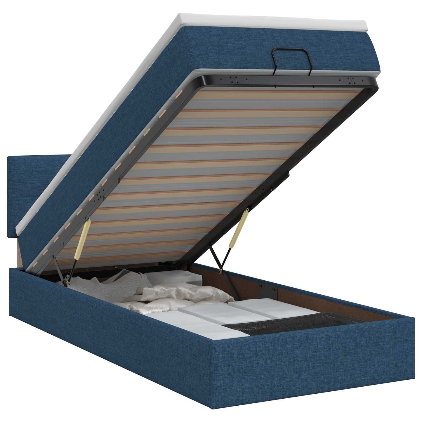 vidaXL Κρεβάτι Ottoman με στρώμα με κεφαλάρι Μπλε 80 x 200 cm Ύφασμα