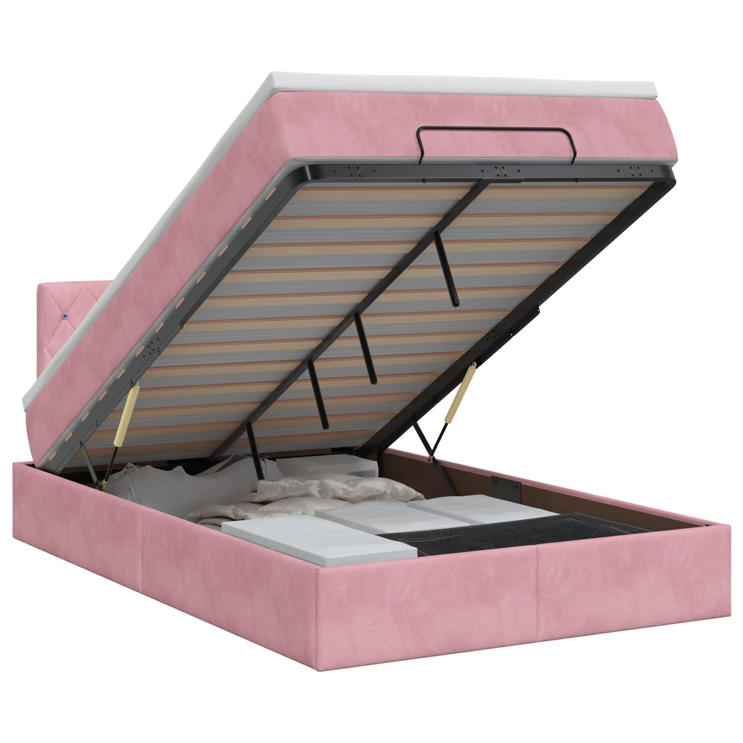 vidaXL Κρεβάτι Ottoman με στρώμα με κεφαλάρι Ροζ 120 x 190 cm Βελούδο